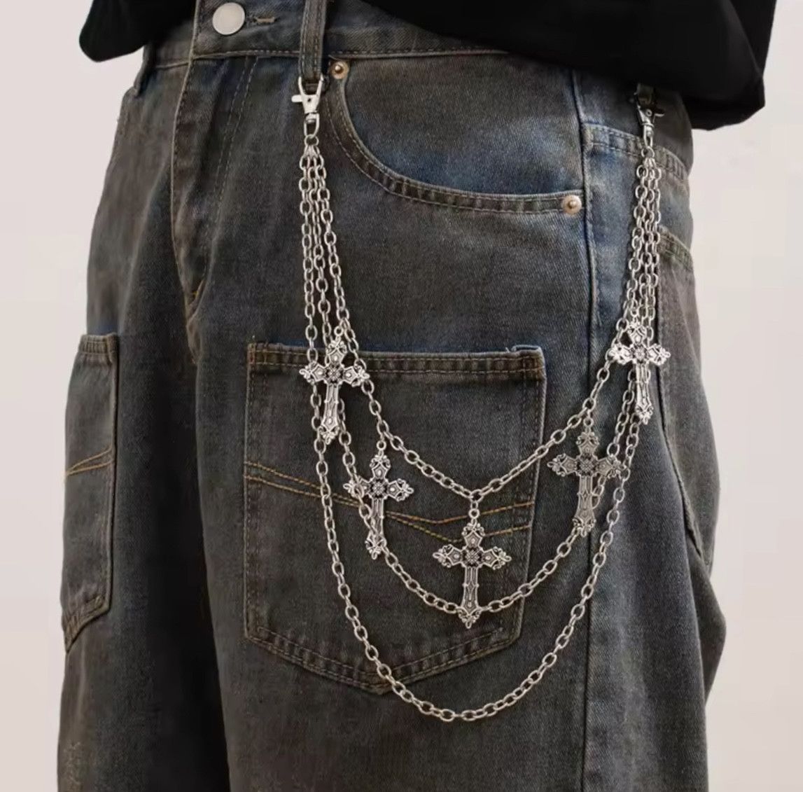 Other Punk Metal Pants Chain Wallet Belt Chain Cross Pendant Size ONE SIZE - 1 Thumbnail