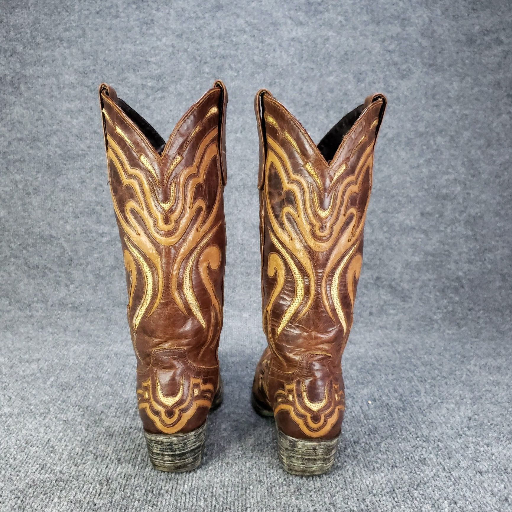 Vintage Lane Boot Womens Brown Embroidered Size 7B Western Low Heel Leather Womens Size US 7 / IT 37 - 6 Thumbnail