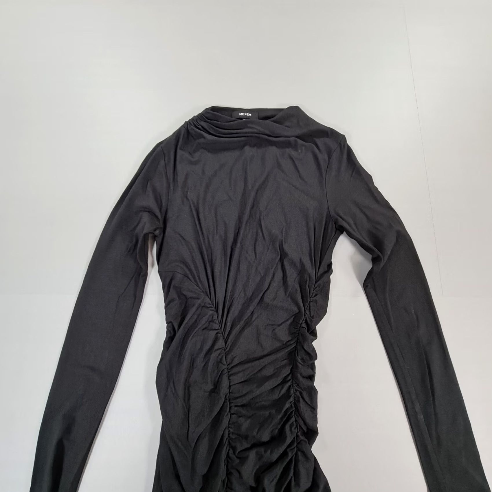 ME+EM ME+EM Womens Dress Midi Black Long Sleeve Ruched Stretch 6 UK Bodycon Party/Cocktail Size M / US 6-8 / IT 42-44 - 5 Thumbnail
