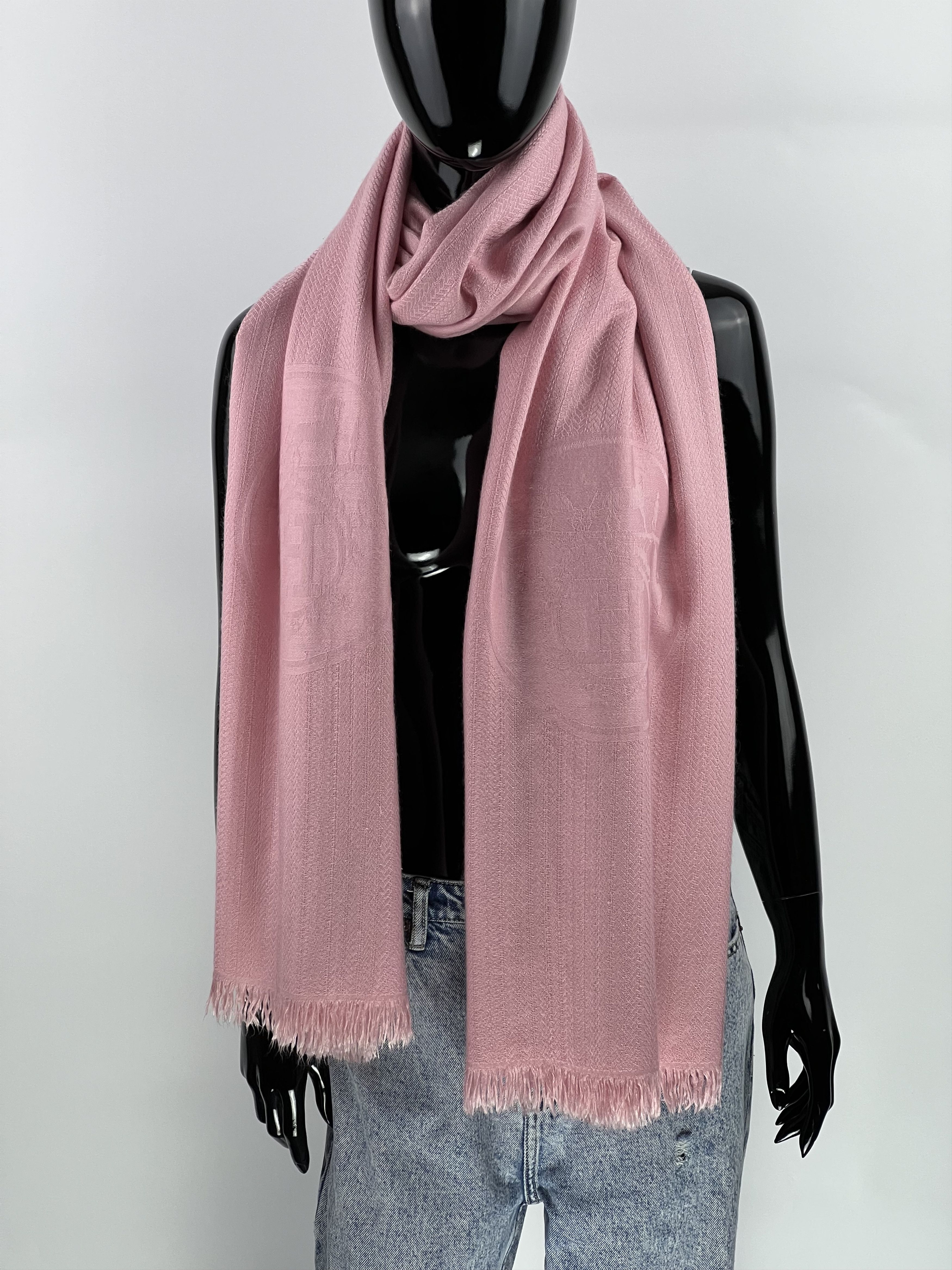 Hermes Hermes Women's Pink Cashmere Silk Scarf Size ONE SIZE - 1 Thumbnail