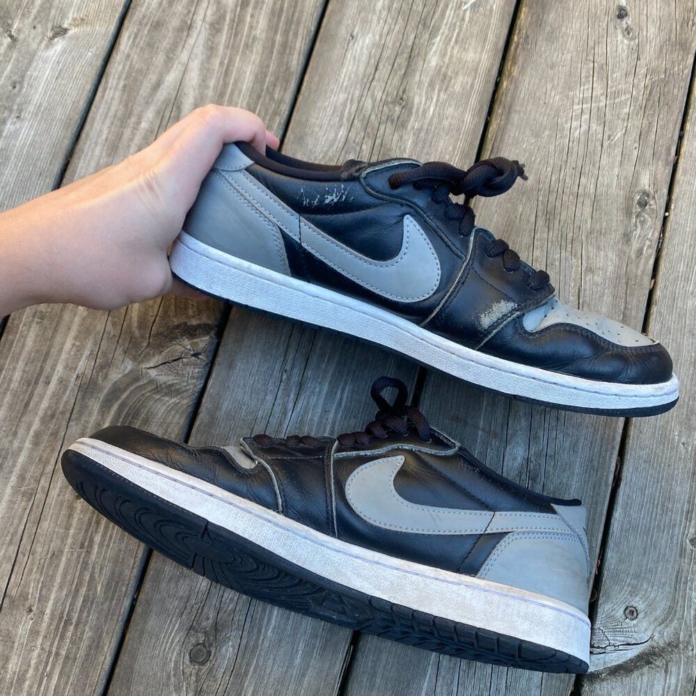 Jordan Brand 2015 Nike Air Jordan 1 Retro OG Low Shadow Grey Black Leath Size US 12 / EU 45 - 8 Thumbnail