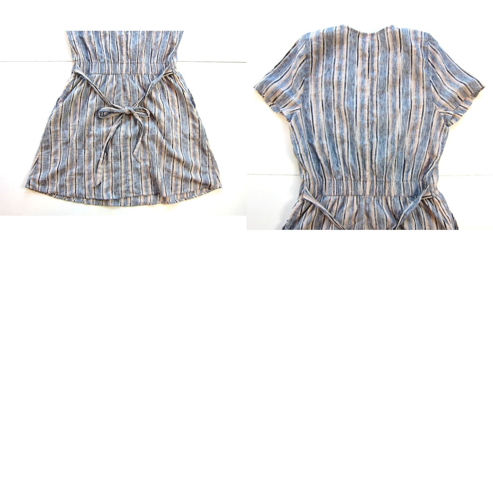 Vintage Susina Cotton Blue Pink Stripe Pocket V-Neck Short Sleeve Tie Dress M Womens Size 32" / US 10 / IT 46 - 8 Thumbnail
