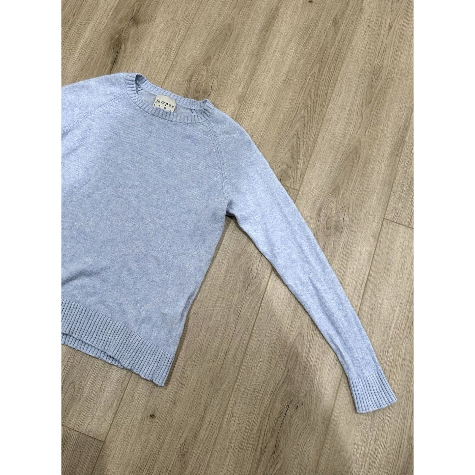 Vintage Jumper 1234 Blue Cashmere Sweater Sz 2 Ladies Pullover Knit Crew Neck Raglan Long Sleeve Size XS / US 0-2 / IT 36-38 - 2 Thumbnail