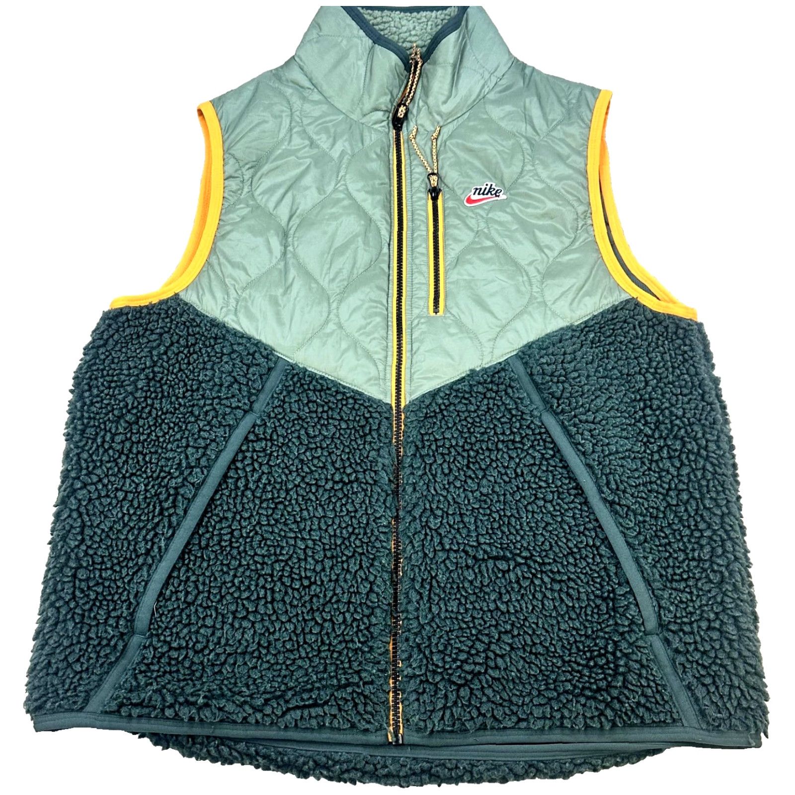 Nike Nike Hybrid Vest Mens M Sherpa Fleece Quilted Outdoor Zip Retro Green Size US M / EU 48-50 / 2 - 2 Thumbnail