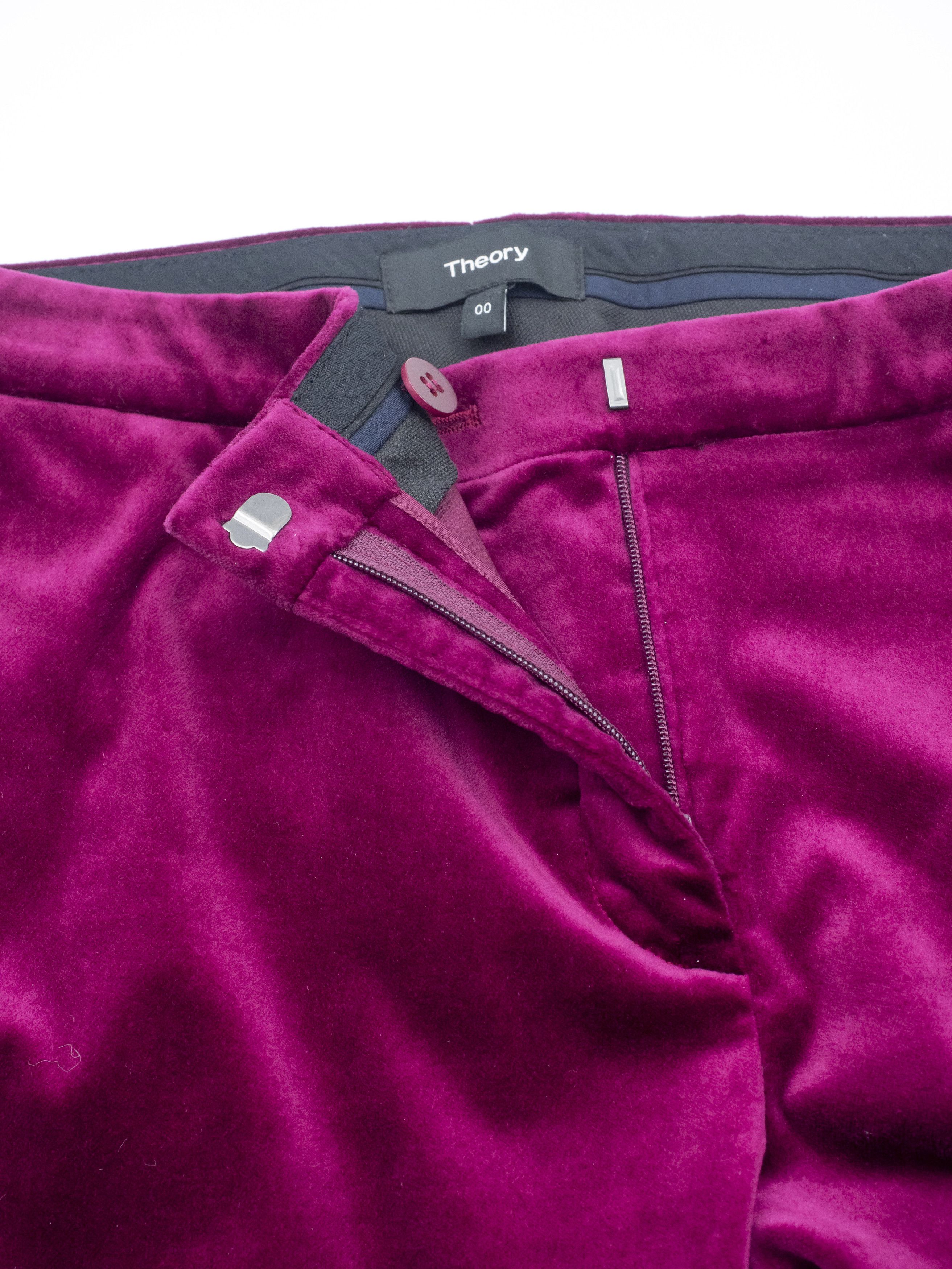 Theory Theory Fuchsia Velvet Slim Fit Pant Suit Size XXS / US 00 / IT 34 - 7 Thumbnail