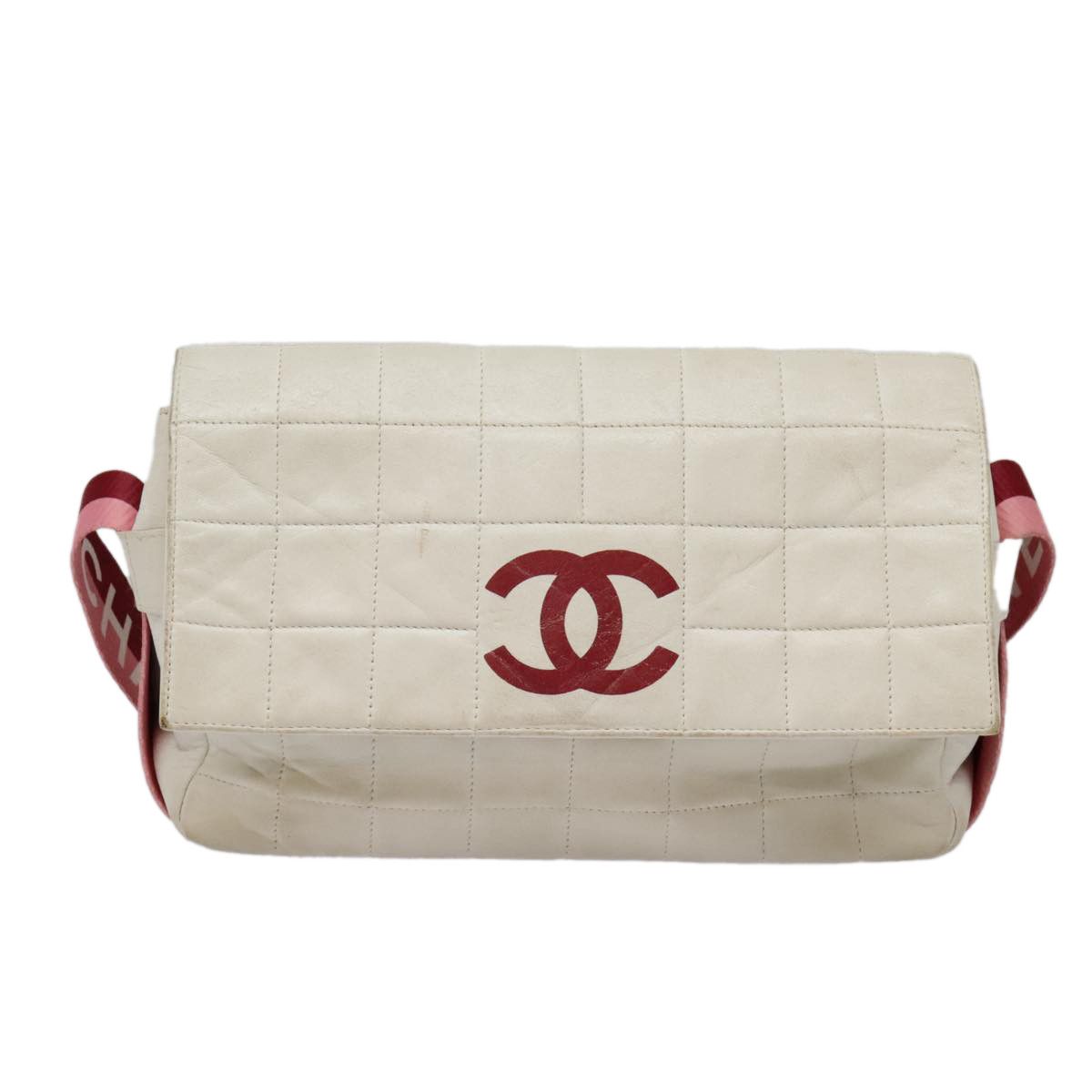Chanel Chocolate Bar White Leather Shoulder Bag (Pre-Owned) Size ONE SIZE - 1 Thumbnail