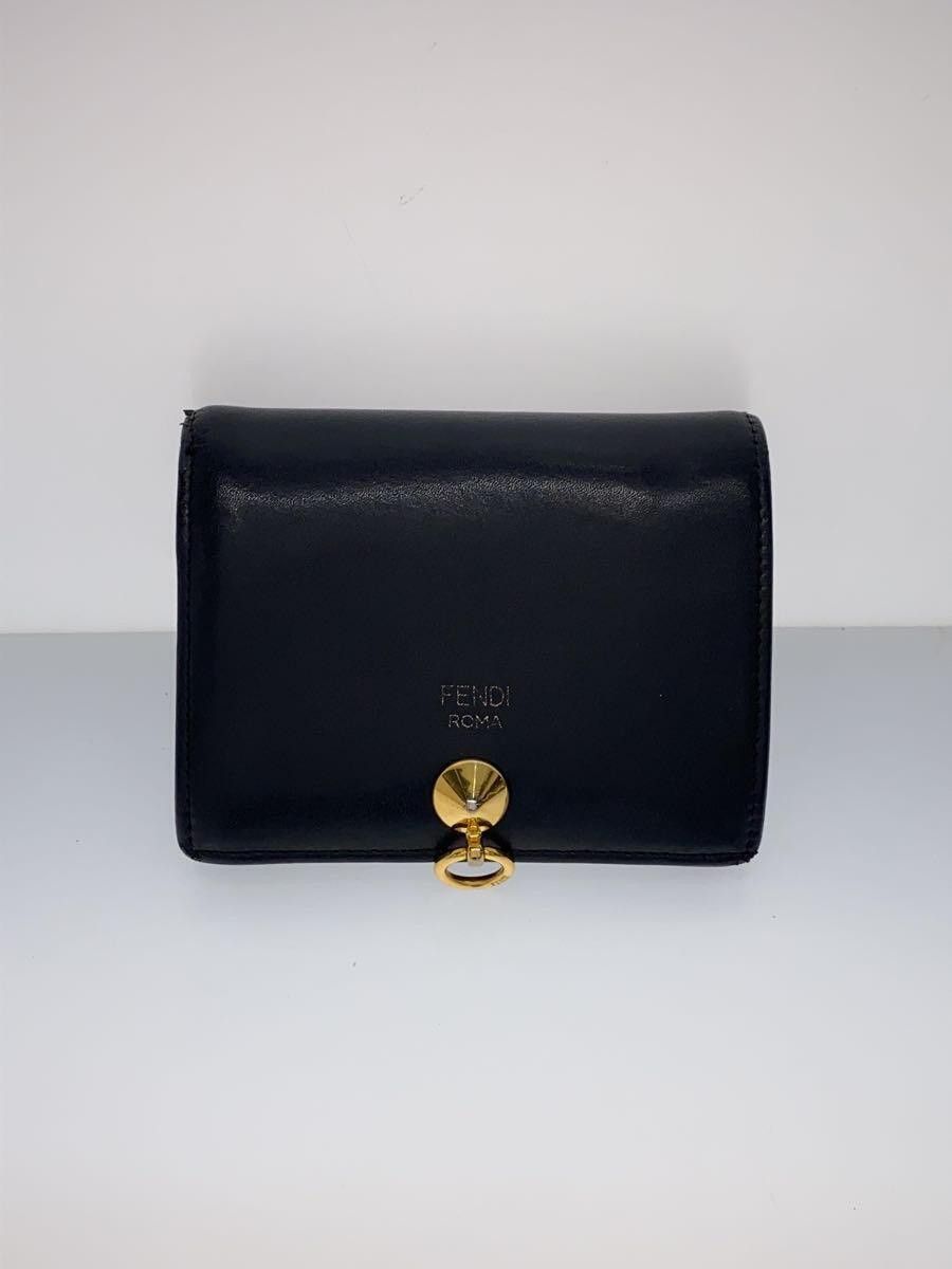 Fendi Leather Tri-Fold Wallet Black