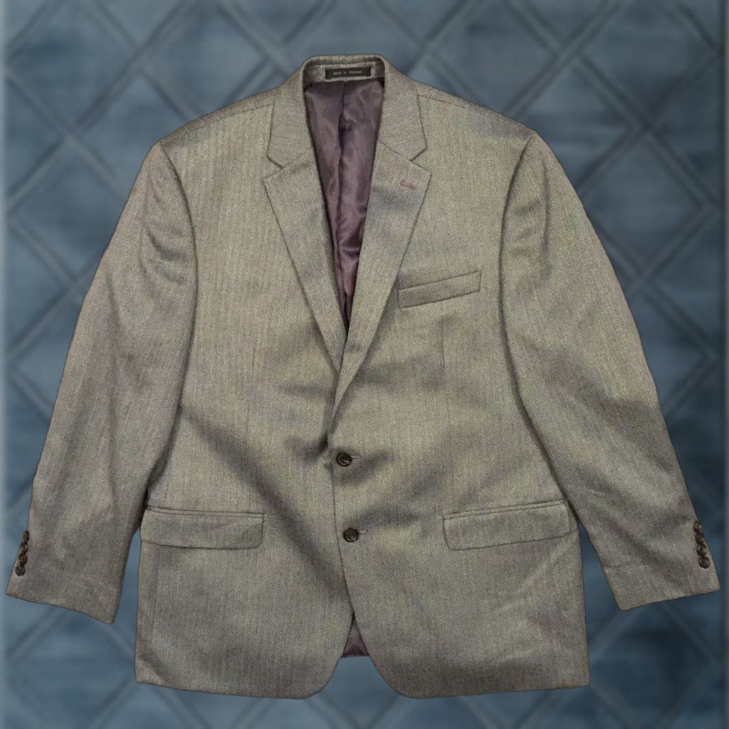Chaps Chaps Blazer Mens 46 Gray Herringbone Rayon Polyester Blend Single Vent Jacket Coat 2 Piece Notch Lapel Two-Button Front Regular Mens Size 46R - 1 Thumbnail