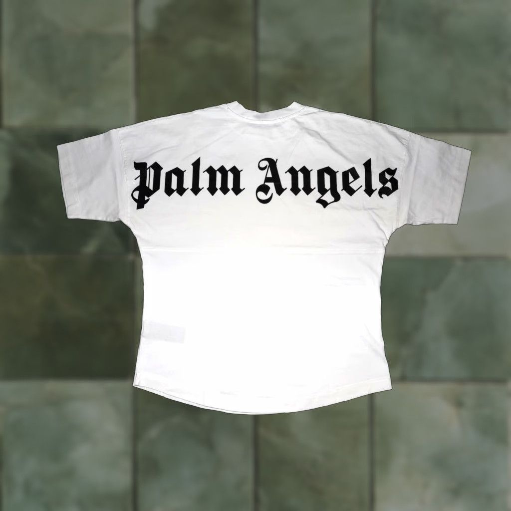 Palm Angels PALM ANGELS White Big Back Logo Print Short Sleeve Cotton Mens M Size US 31 - 1 Thumbnail