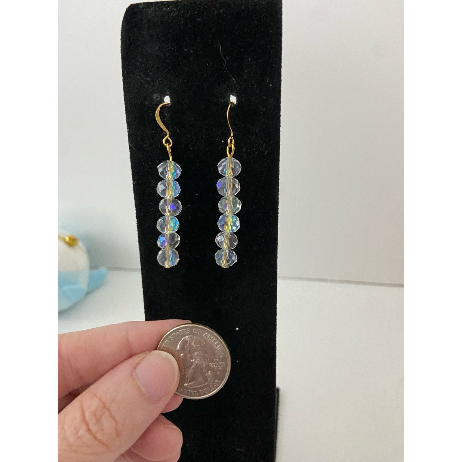 Handmade Clear sparkly glass bead earrings Size ONE SIZE - 2 Thumbnail