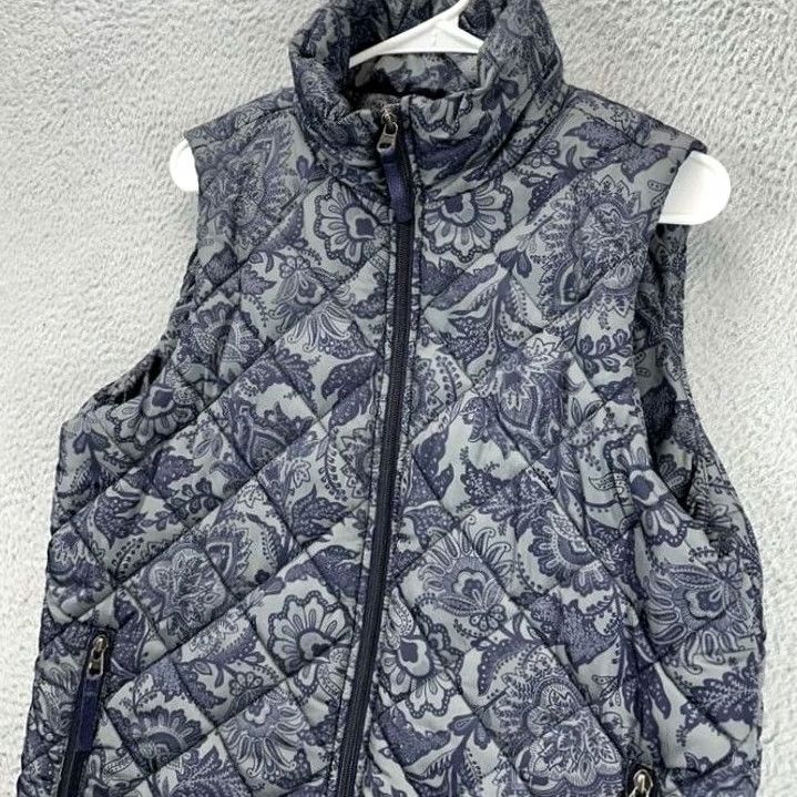 Vera Bradley Vera Bradley Paisley Puffer Vest Womens Large Grey Quilted Fur Lined Full Zip Vest Size L / US 10 / IT 46 - 6 Thumbnail
