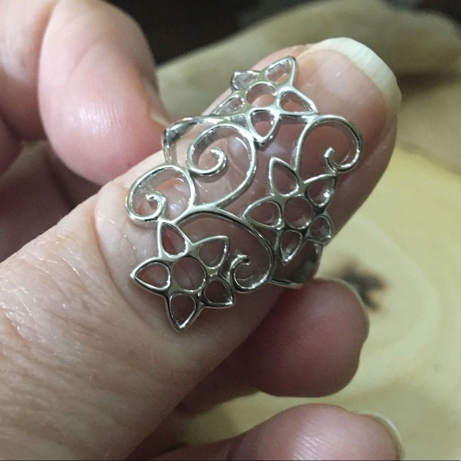 The Unbranded Brand Floral Filigree Sterling Silver Ring, Boho, Statement Size ONE SIZE - 1 Thumbnail