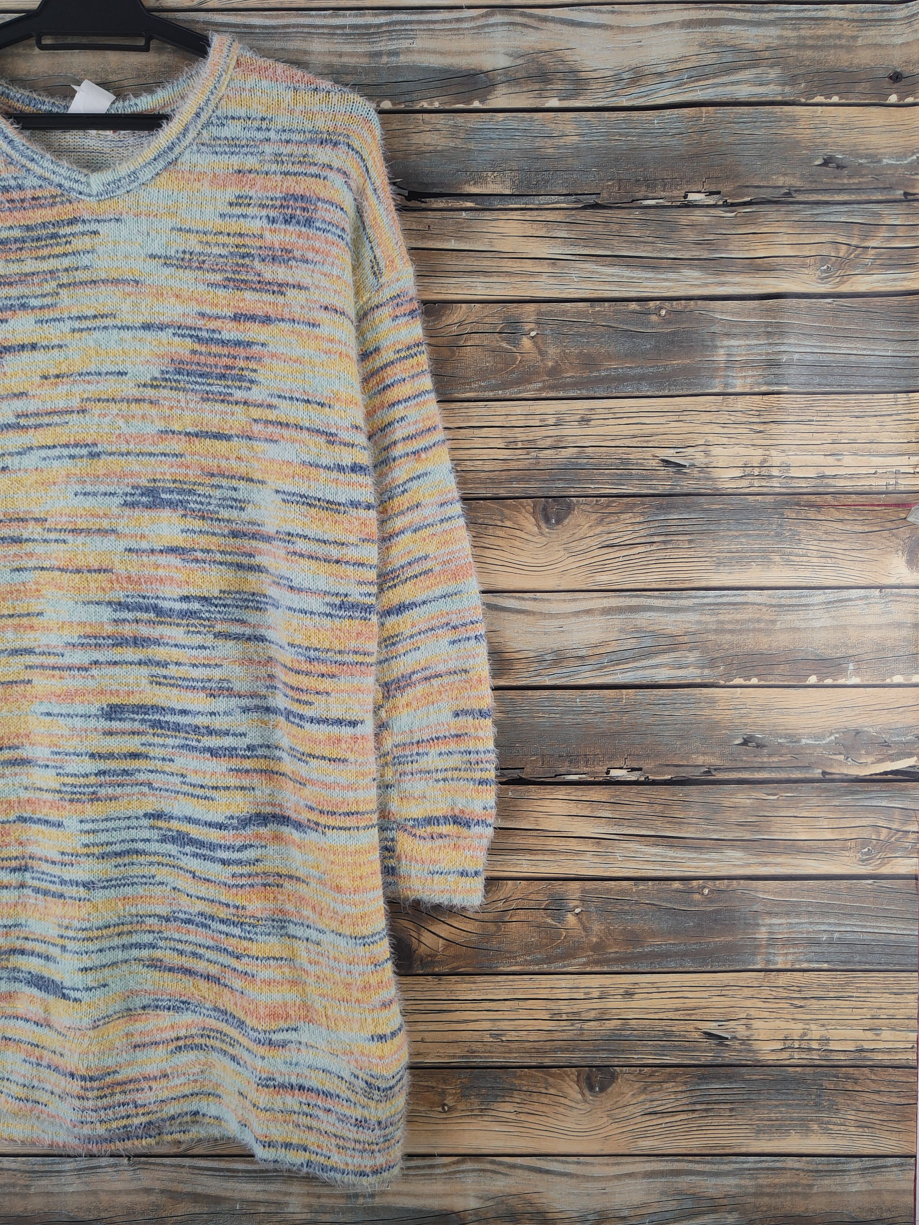 Japanese Brand DL Titicaca Orange Yellow Fur Mohair Knitwear #46-986 Size M / US 6-8 / IT 42-44 - 5 Thumbnail
