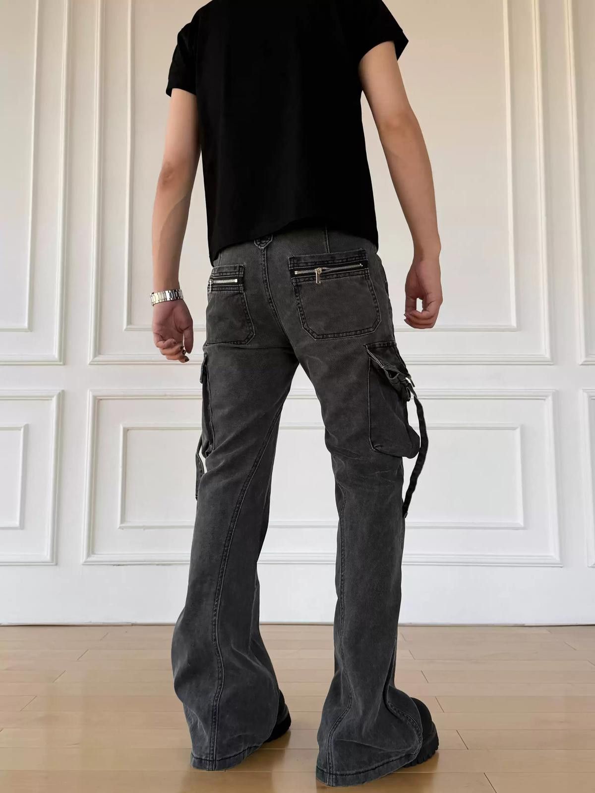 Other Flared Cargo Denim Jeans With Straps Size US 34 / EU 50 - 2 Thumbnail
