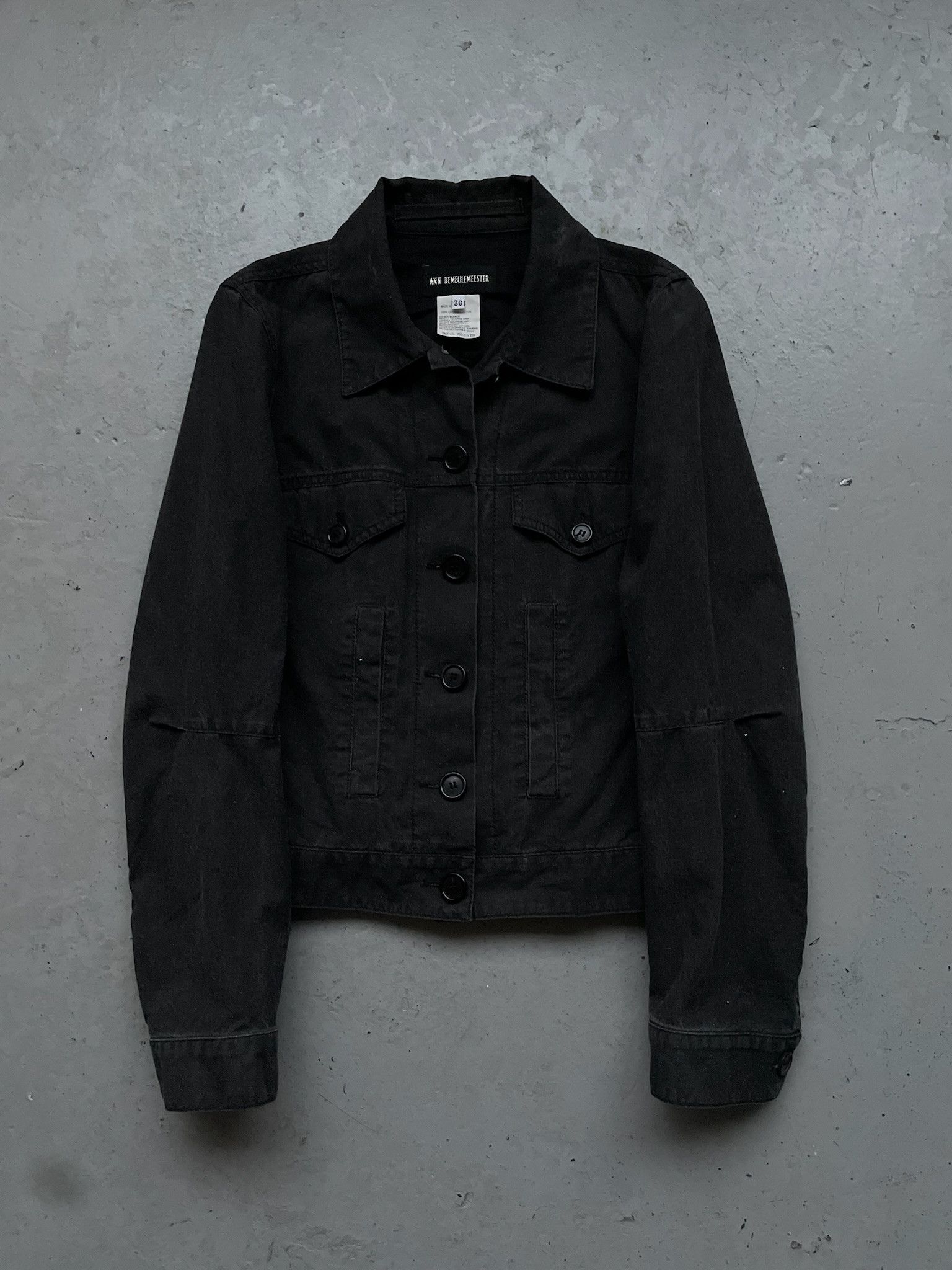 Ann Demeulemeester Ann Demeulemeester FW00 Charcoal Glitter Trucker Jacket Size XS / US 0-2 / IT 36-38 - 1 Thumbnail