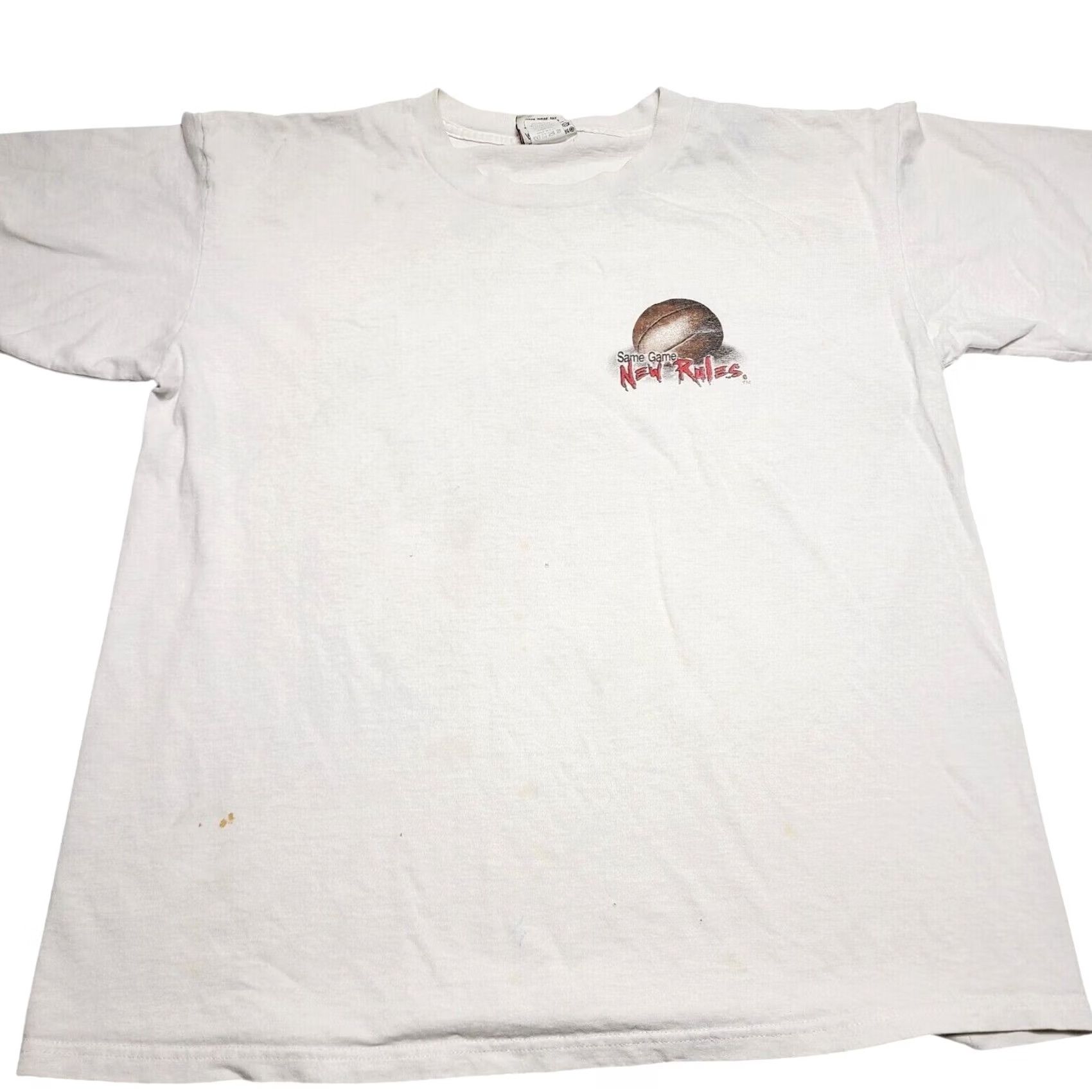 Nutmeg VINTAGE 90s Attitude Problem T-Shirt Mens XL Nutmeg White Graphic Print Basketball Crew Neck Short Sleeve Same Game New Rules Size US XL / EU 56 / 4 - 4 Thumbnail