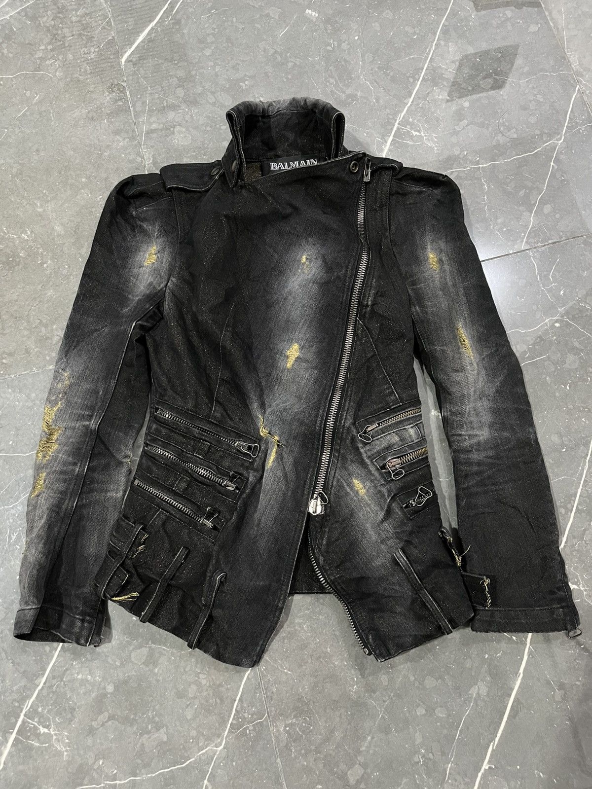 Balmain BALMAIN DECARNIN SS/ 2010 denim biker jacket Size XS / US 0-2 / IT 36-38 - 5 Thumbnail