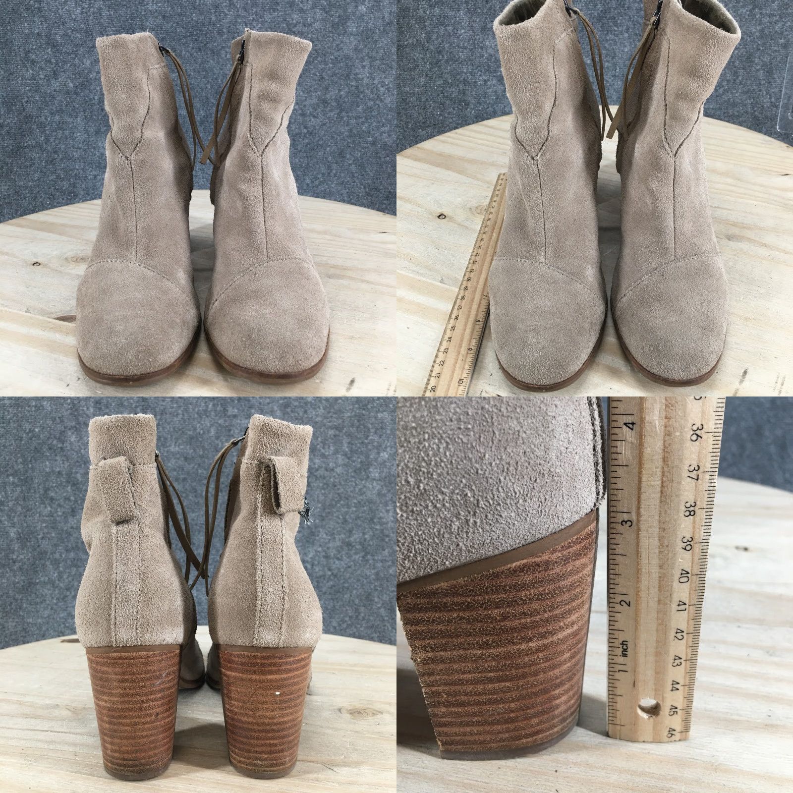 Toms TOMS Boots Womens 11 Ankle Booties Block Heels Casual Beige Suede Side Zip Shoes Size US 11 / IT 41 - 8 Thumbnail