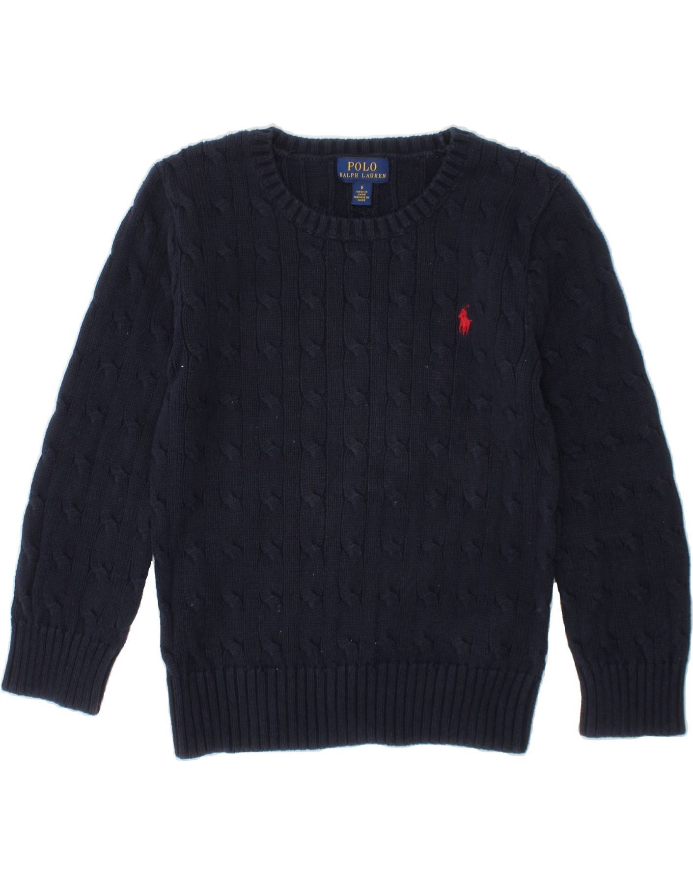 Polo Ralph Lauren Girls Boat Neck Jumper Sweater 5-6 Years Navy Blue Size XS / US 0-2 / IT 36-38 - 1 Thumbnail