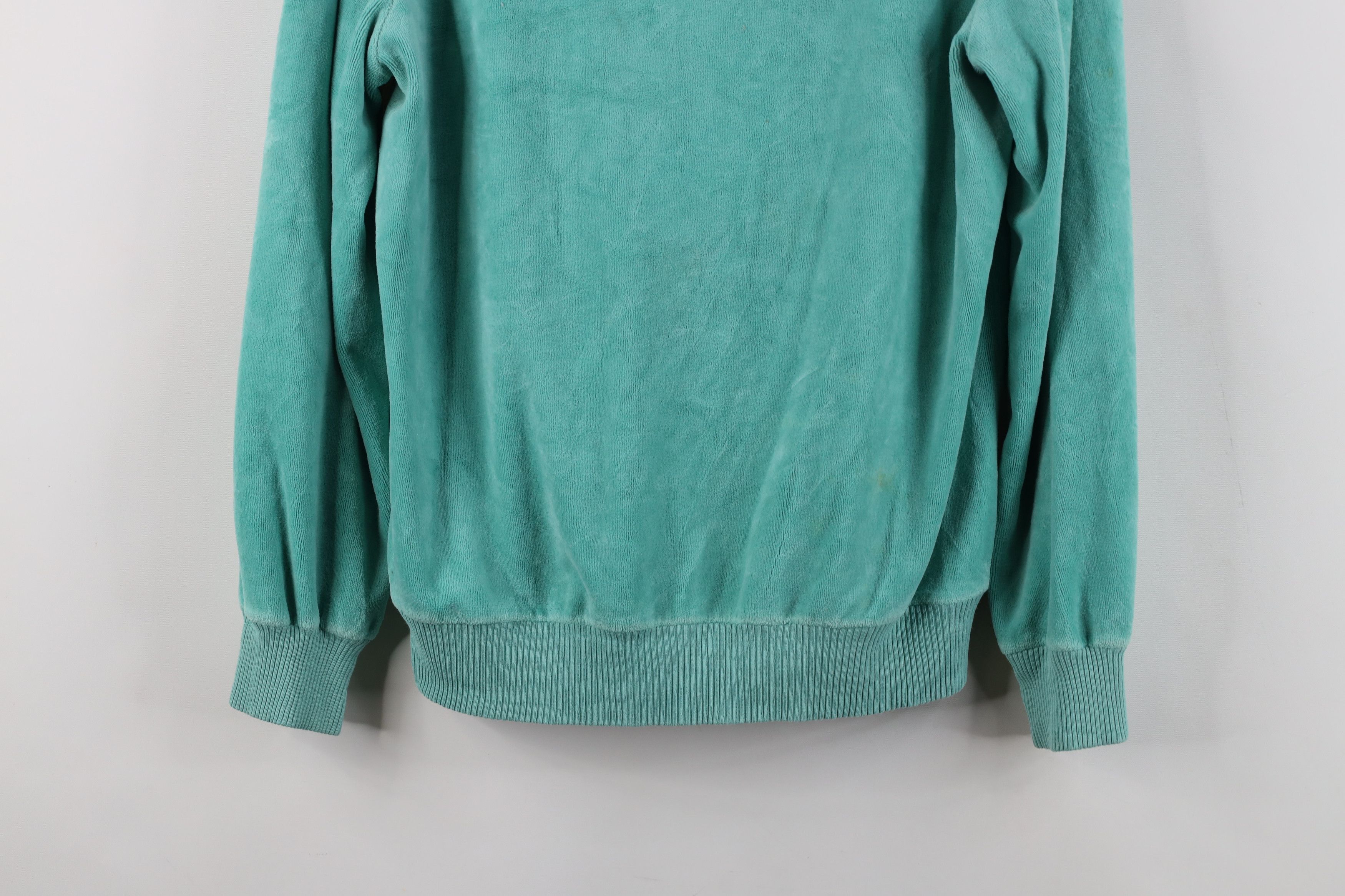 Vintage Vintage 70s Streetwear Blank Velour Sweater Teal USA Size L / US 10 / IT 46 - 3 Thumbnail