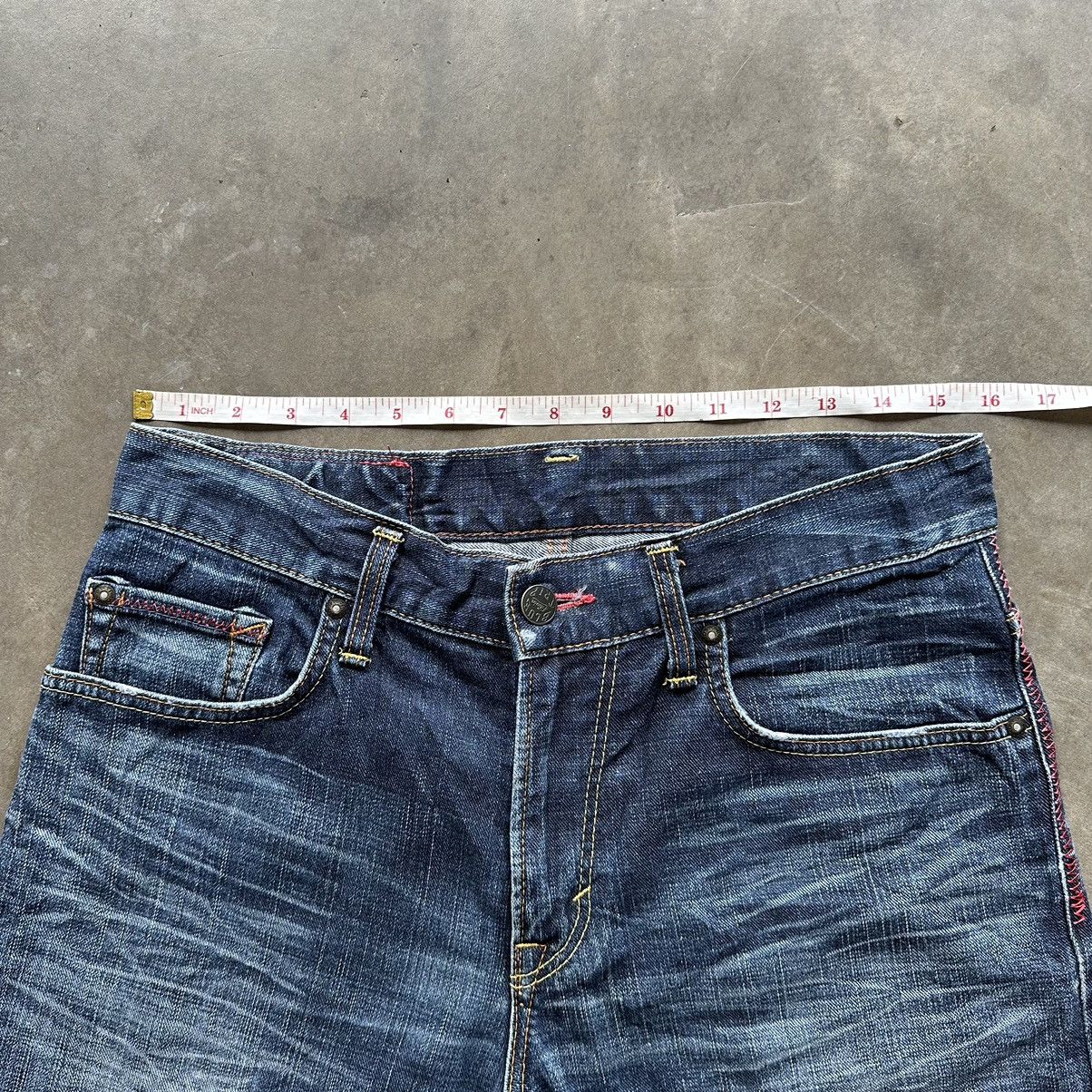Edwin × Jean × Vintage Vintage Edwin Blue Trip Distressed Faded Denim Jean Pant W30 Size US 30 / EU 46 - 8 Thumbnail