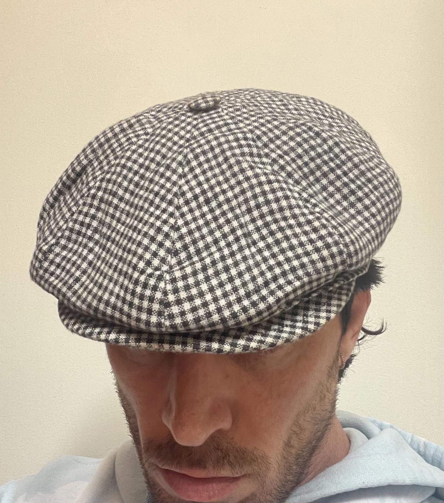 Barneys New York Barneys New York Linen Checkered Newsboy Hat Large Black Size ONE SIZE - 1 Thumbnail