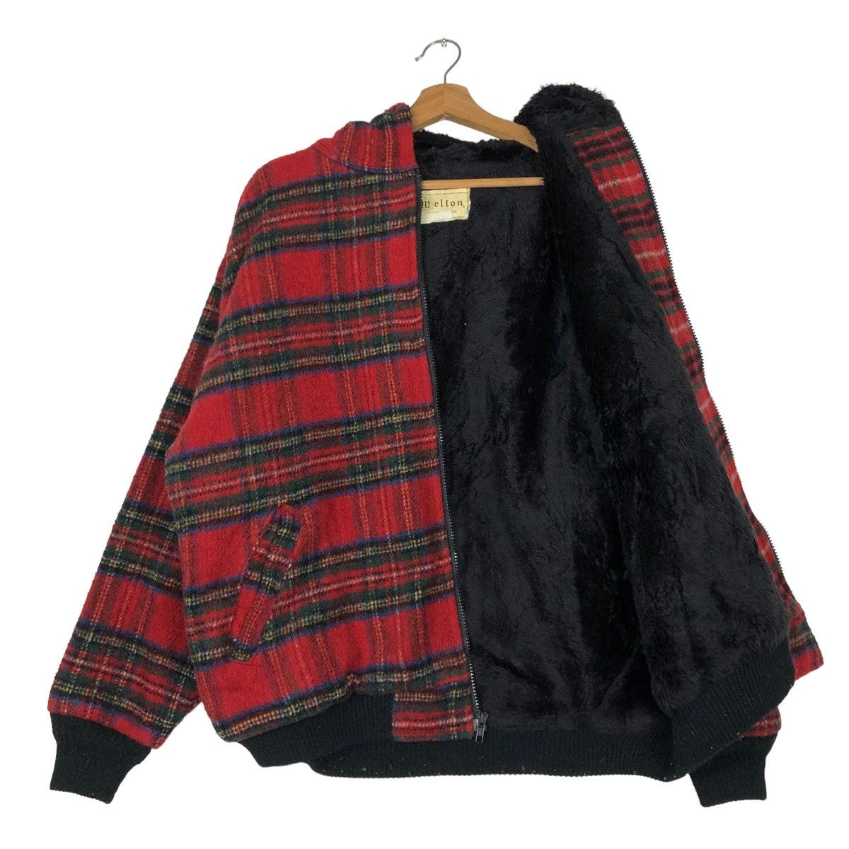 Vintage 🔥VINTAGE WOOL BOMBER JACKET MELTON USA TARTAN DESIGN CHECK Size US L / EU 52-54 / 3 - 12 Thumbnail