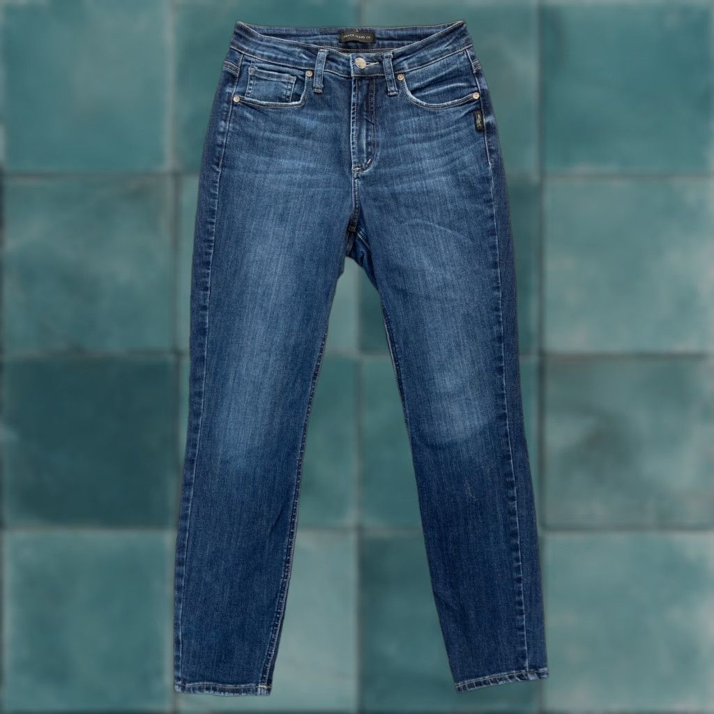 Silver Jeans Co. Silver Jeans High Note Skinny Women's 27x27 Dark Wash Blue Stretch Denim Grunge Jeans Size 27" / US 4 / IT 40 - 1 Thumbnail