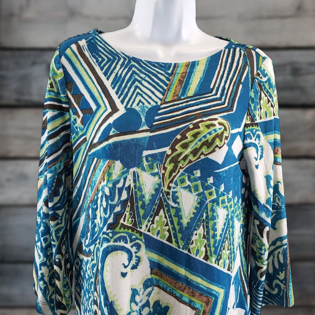 Vintage Chico's Travelers Womens Top S Blue 3/4 Sleeve Blouse Travel Basic Acetate Small Size Shirt Tops Womens Size S / US 4 / IT 40 - 1 Thumbnail