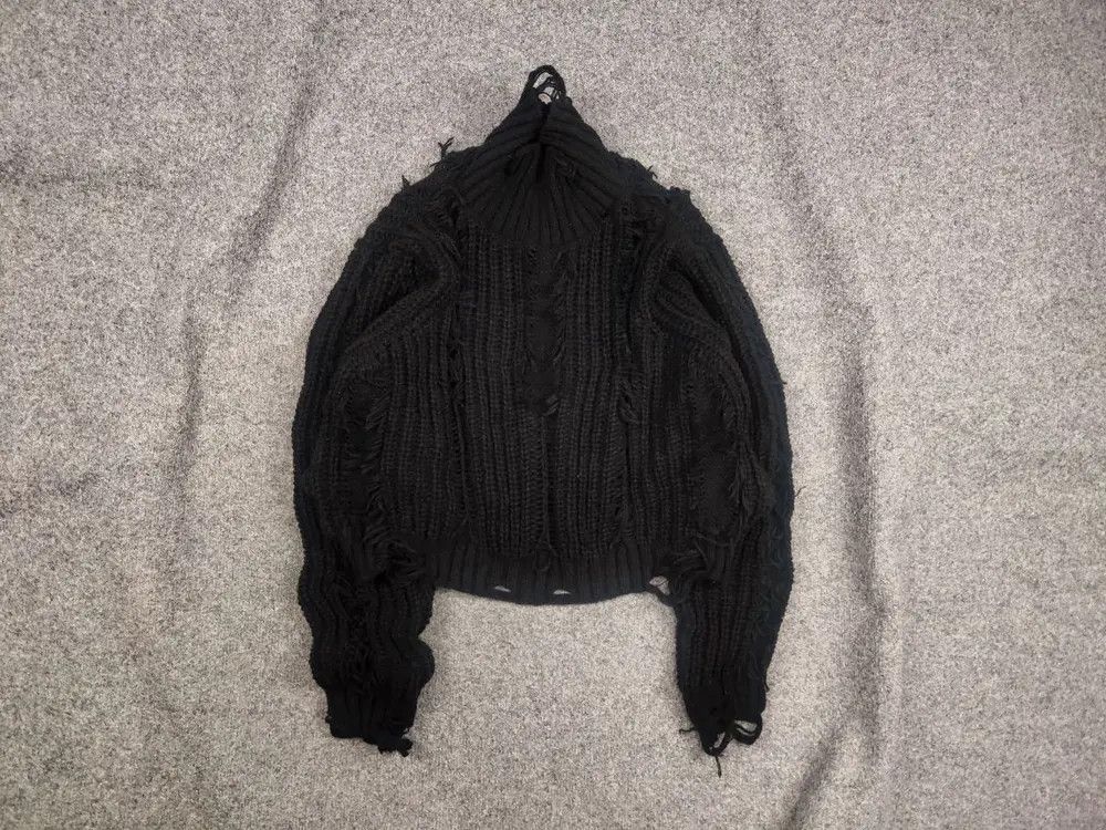 Pre-owned Hysteric Glamour X If Six Was Nine Vintage Yohji Yamamoto Style Distressed Black Sweater Y2k (size Small)
