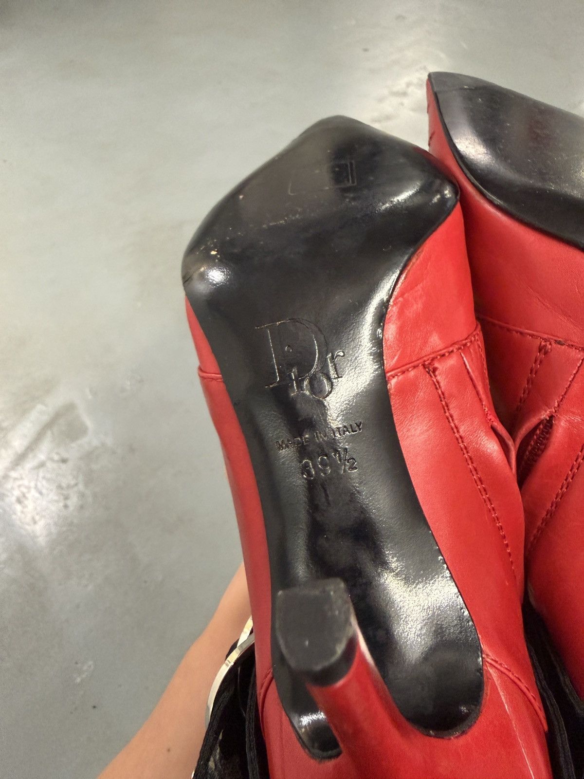 Dior Dior by John Galliano Red Leather Strap Ankle Boots Size US 9.5 / IT 39.5 - 16 Thumbnail