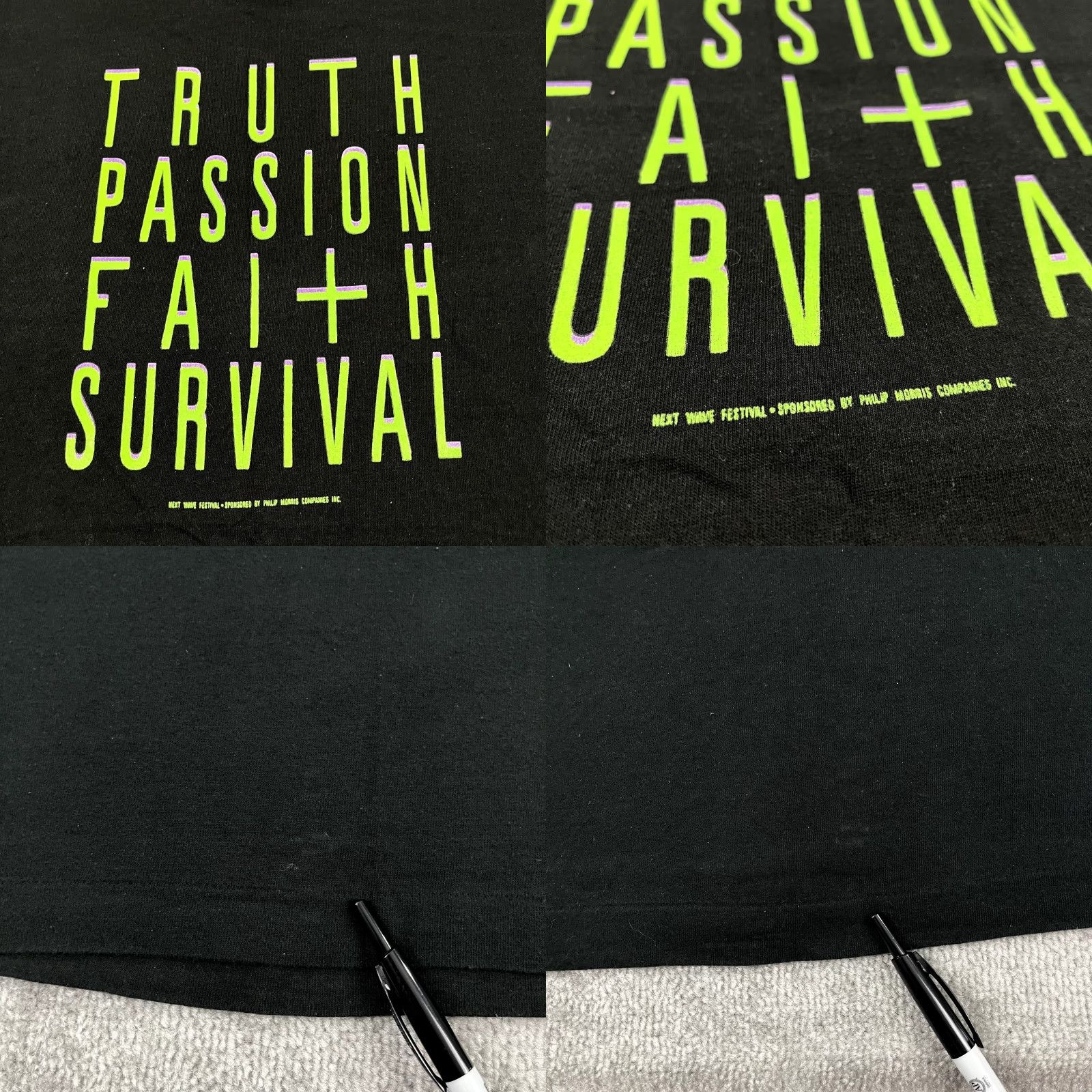 Fruit Of The Loom VINTAGE Fruit of the Loom Shirt Men Large Black 90s Art Music Next Wave Festival Philip Morris Graphic Print Crew Neck Short Sleeve T-Shirt Size US L / EU 52-54 / 3 - 8 Thumbnail