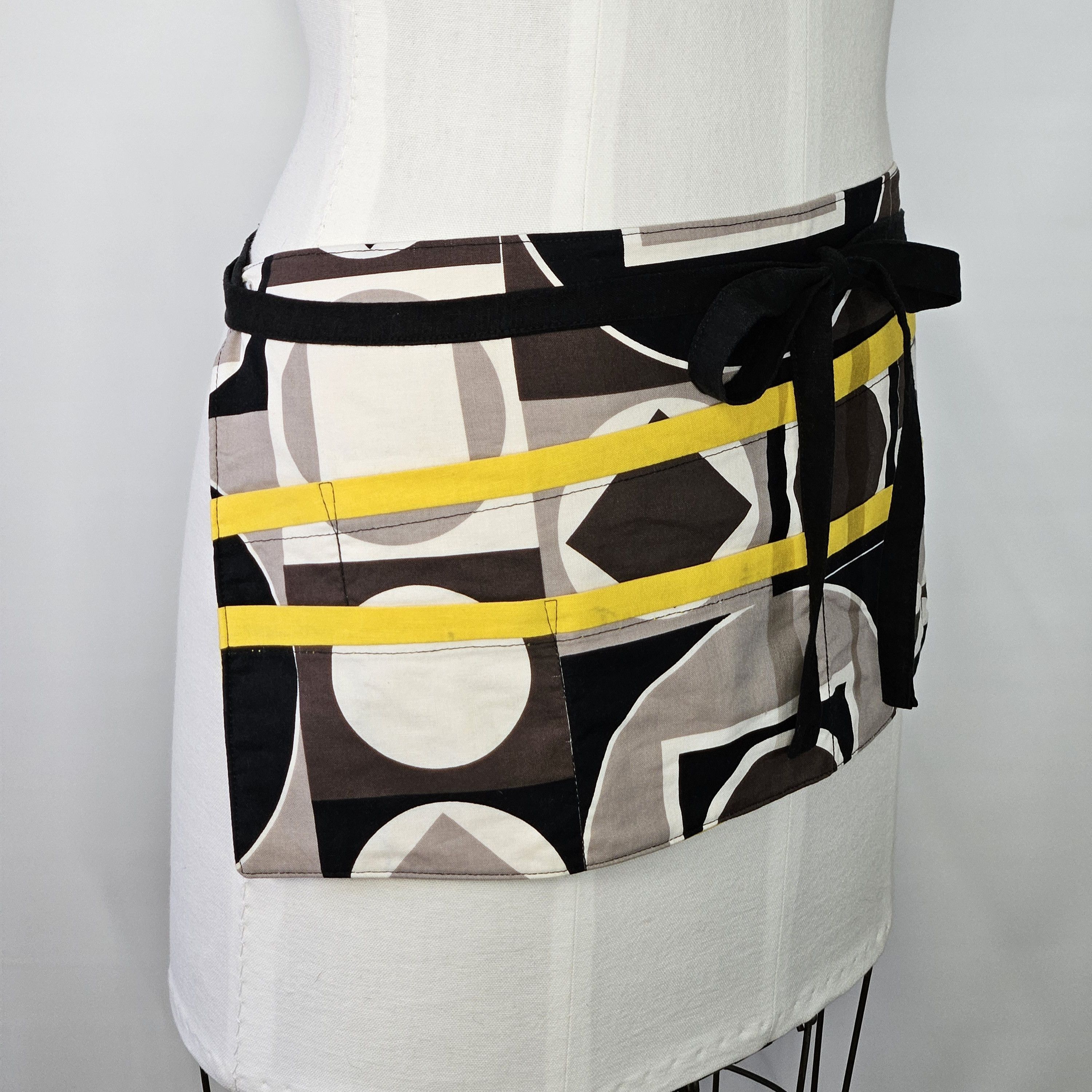 Handmade Utility Apron OS Craft Vendor Artist Yard Sale Yellow Black Size ONE SIZE - 5 Thumbnail