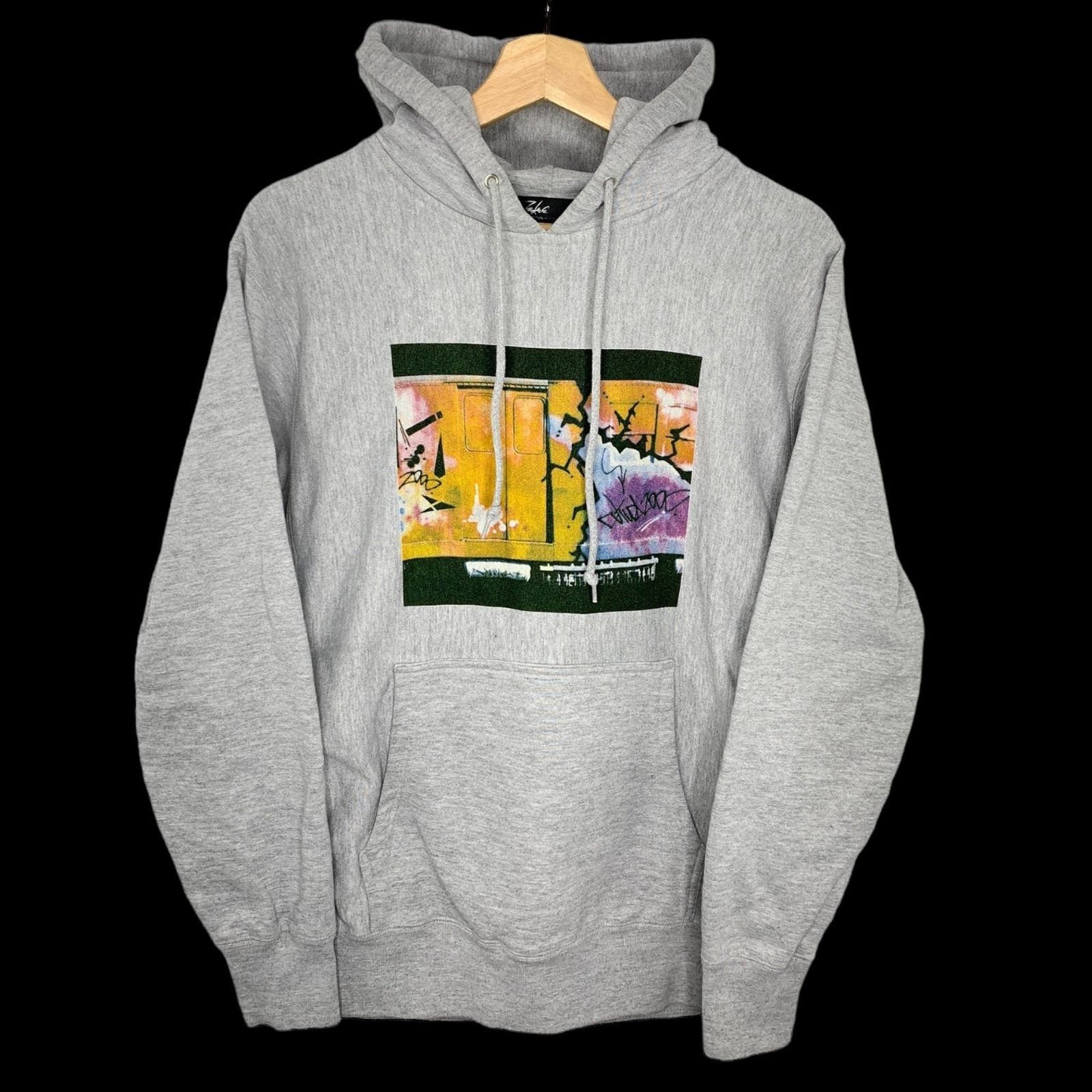 image of Futura 2000 Og Train Car Pullover Hoodie in Grey, Men's (Size Large)