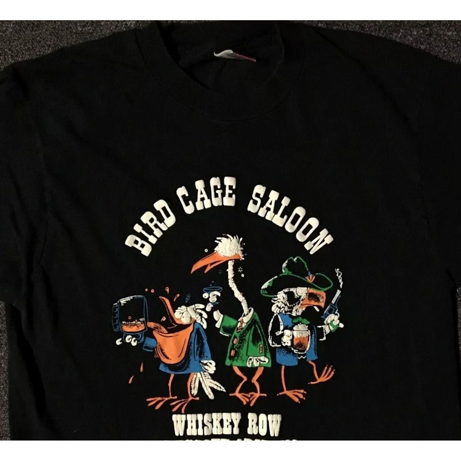 Vintage VINTAGE Bird Cage Bar Faded Distress Shirt M L Black 90s 80s Grunge Rock Biker Humor USA USA Mens T-Shirt Size US M / EU 48-50 / 2 - 6 Thumbnail
