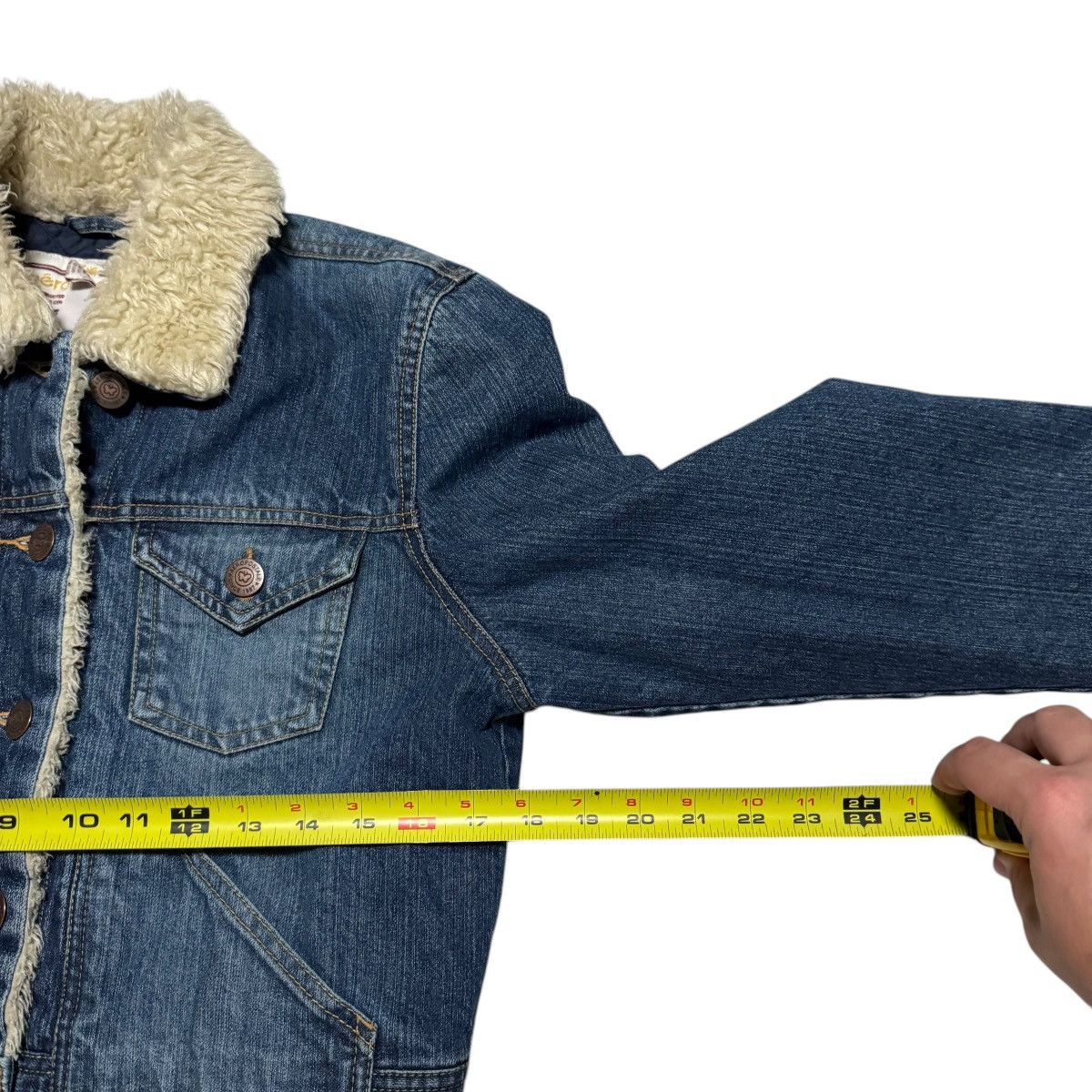 Aeropostale 2000s Aeropostale Sherpa Collar Denim Jean Jacket Women's L Size L / US 10 / IT 46 - 6 Thumbnail