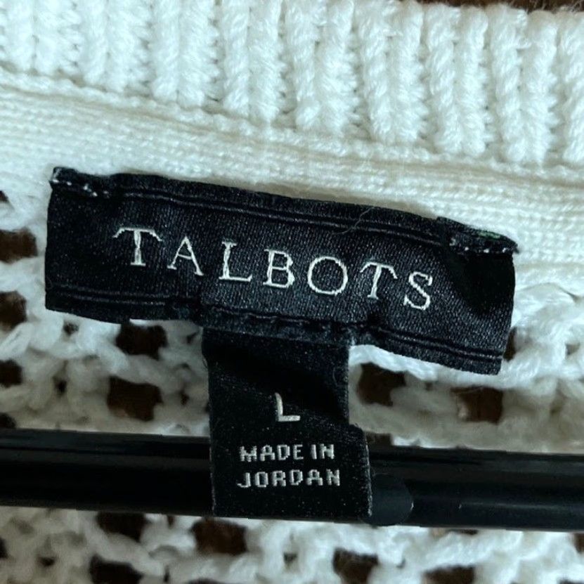 Talbots Talbots Sweater Womens Large White Open-Knit 100% Cotton Long Sleeve Size L / US 10 / IT 46 - 6 Thumbnail