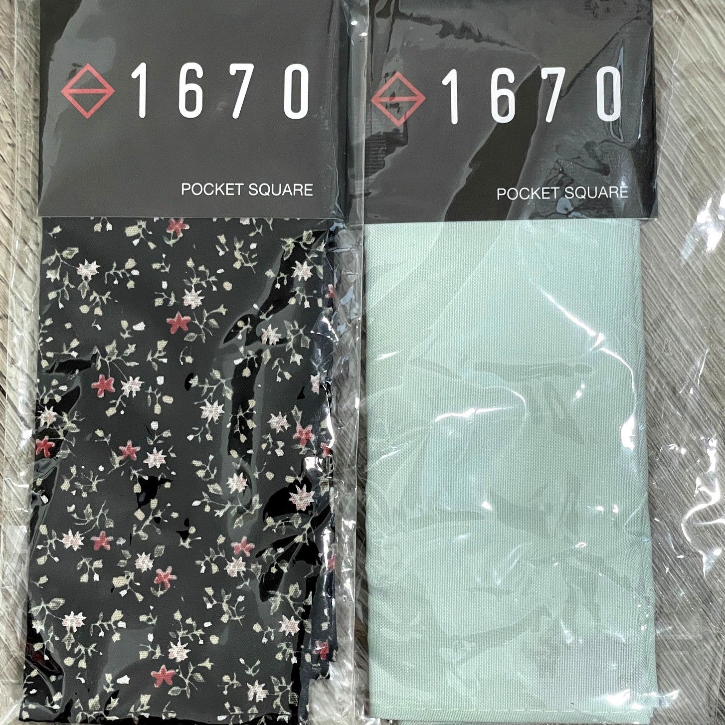Other 2pc Set 1670 Pocket Square Black Mini Floral Mint Green Size ONE SIZE - 1 Thumbnail