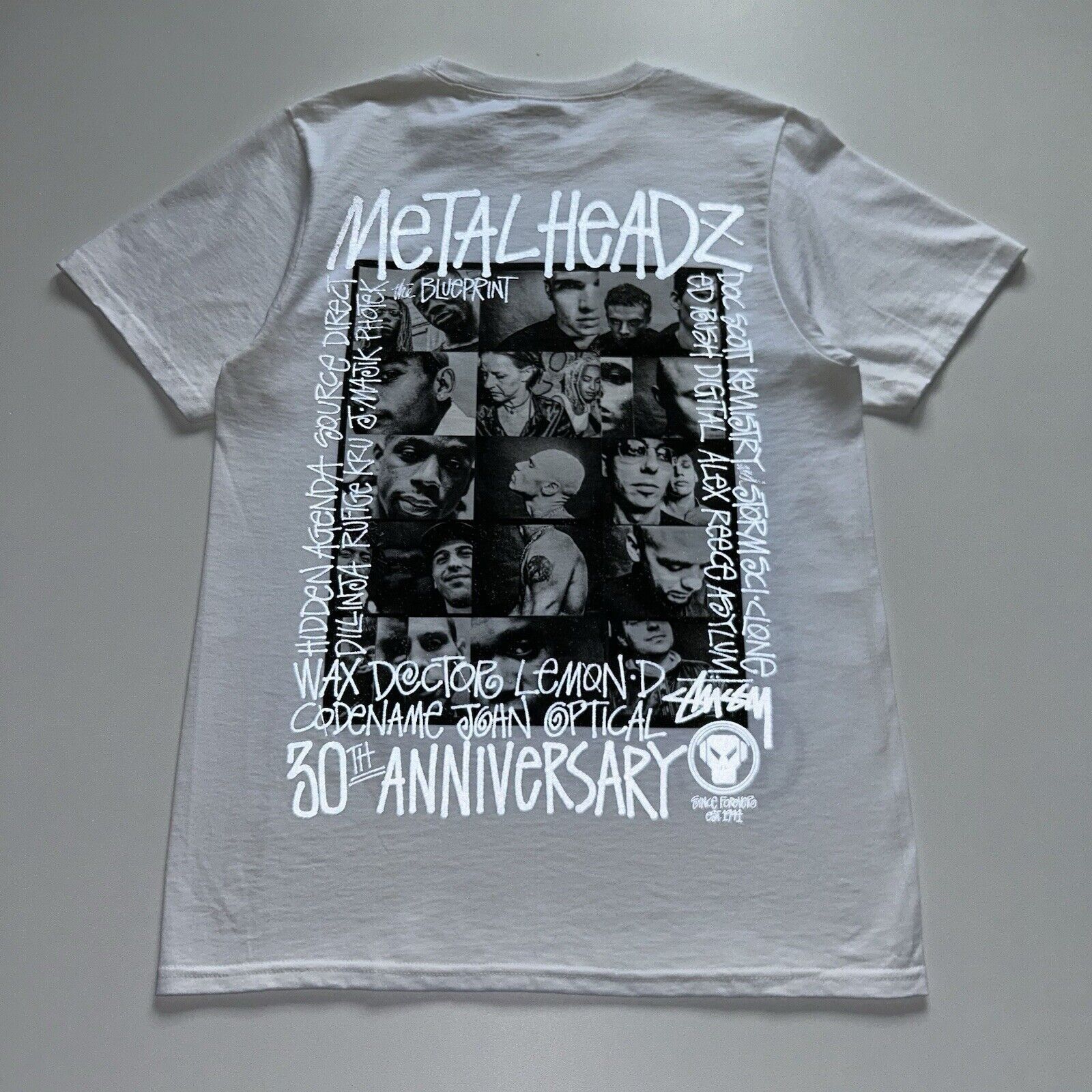 Stussy Metal Headz 30th Anniversary 3M Graphic T Shirt Small