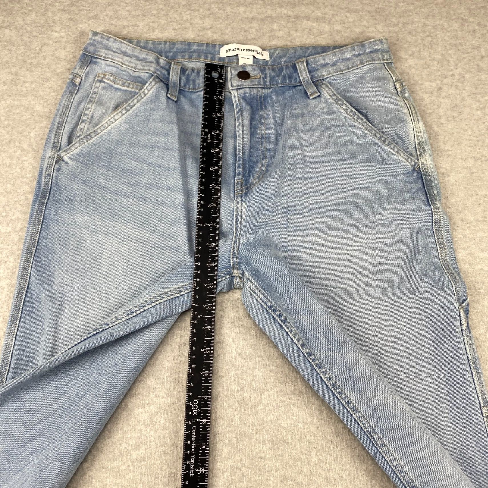Essentials Amazon Jeans Mens 33X32 Blue Straight Leg Pockets Loose Fit Light Distressed 5-Pocket Denim Slim Classic Modern Mens Size US 33 - 4 Thumbnail