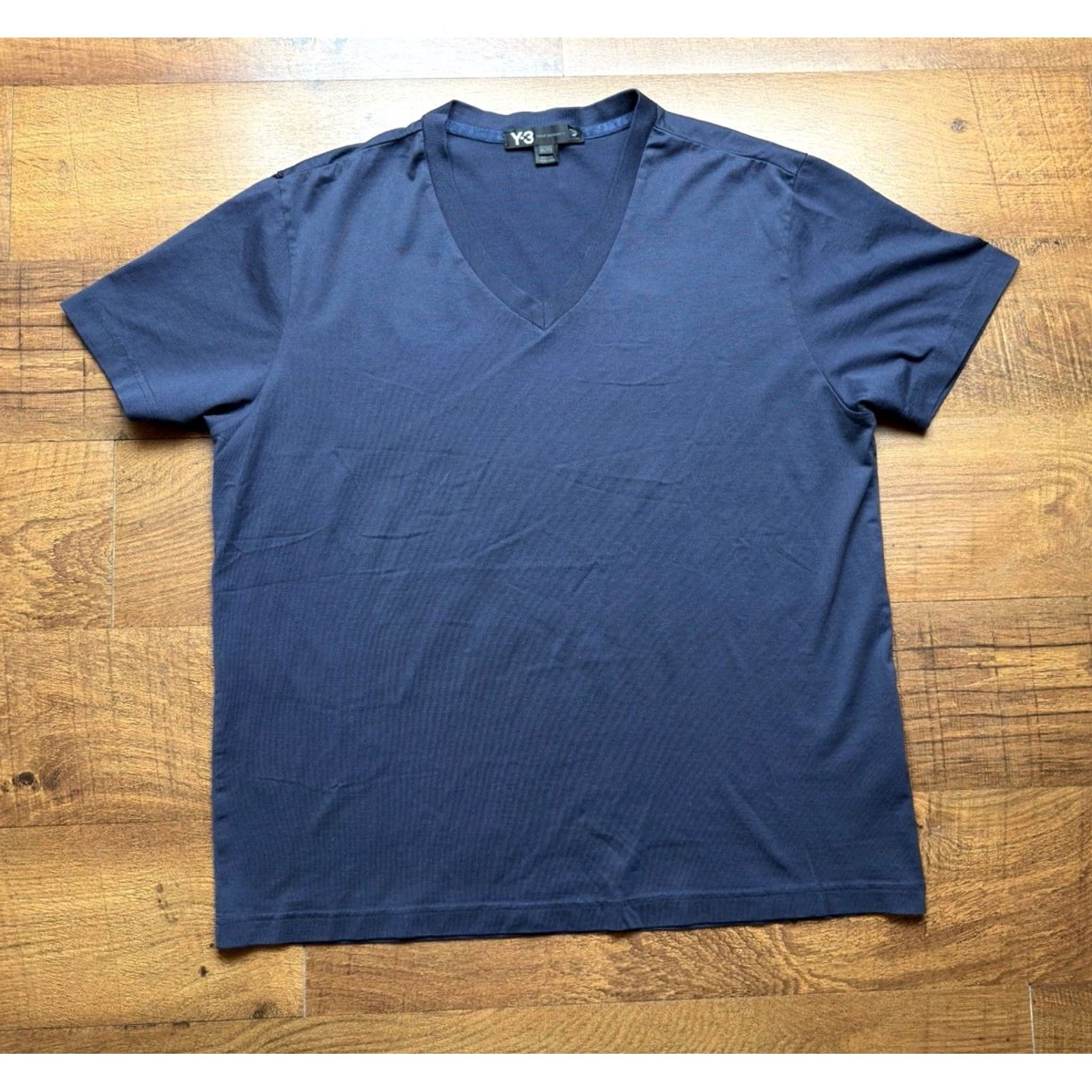 Y-3 VINTAGE Adidas Y-3 Yohji Yamamoto T Shirt Navy Blue Short Sleeve White V Neck Mens XL Size US XL / EU 56 / 4 - 3 Thumbnail