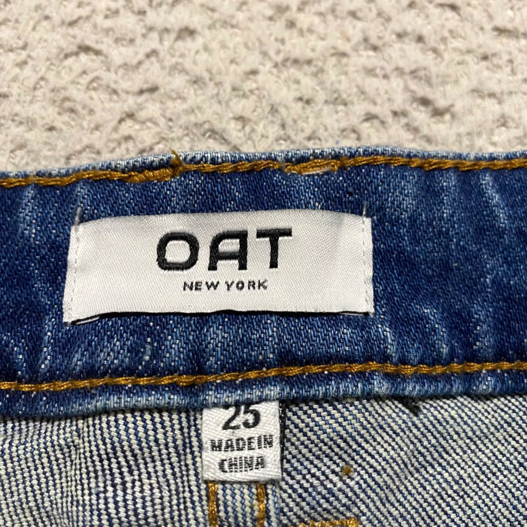 Denime OAT New York Jeans Womens Crop Blue Denim Medium Wash Distressed Raw Hem 25 in. Size 42" / US 20 - 3 Thumbnail