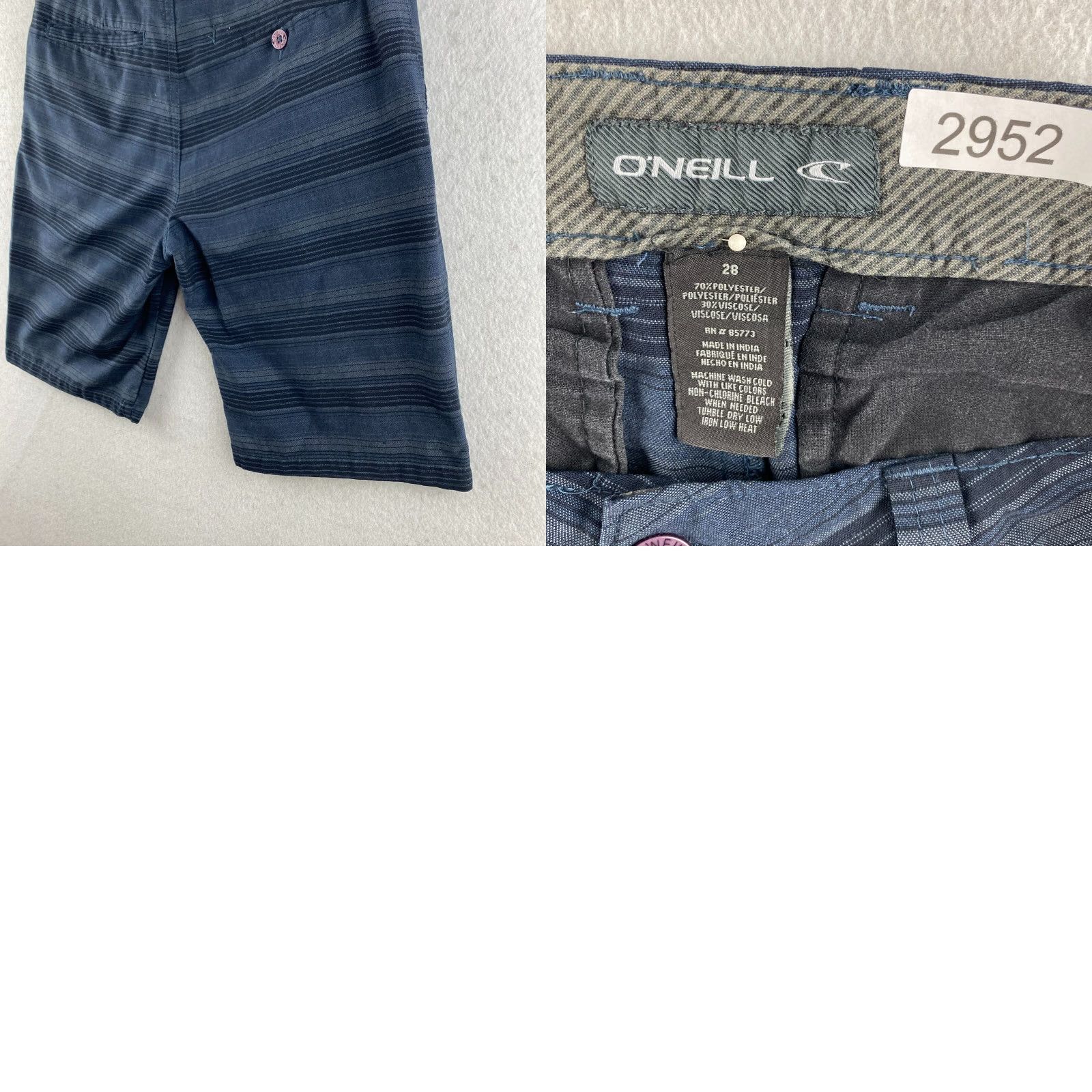 O'Neill O'Neill Mens Shorts 28 Blue Striped Chino Slash Pockets Logo Casual Short Size US 28 / EU 44 - 10 Thumbnail