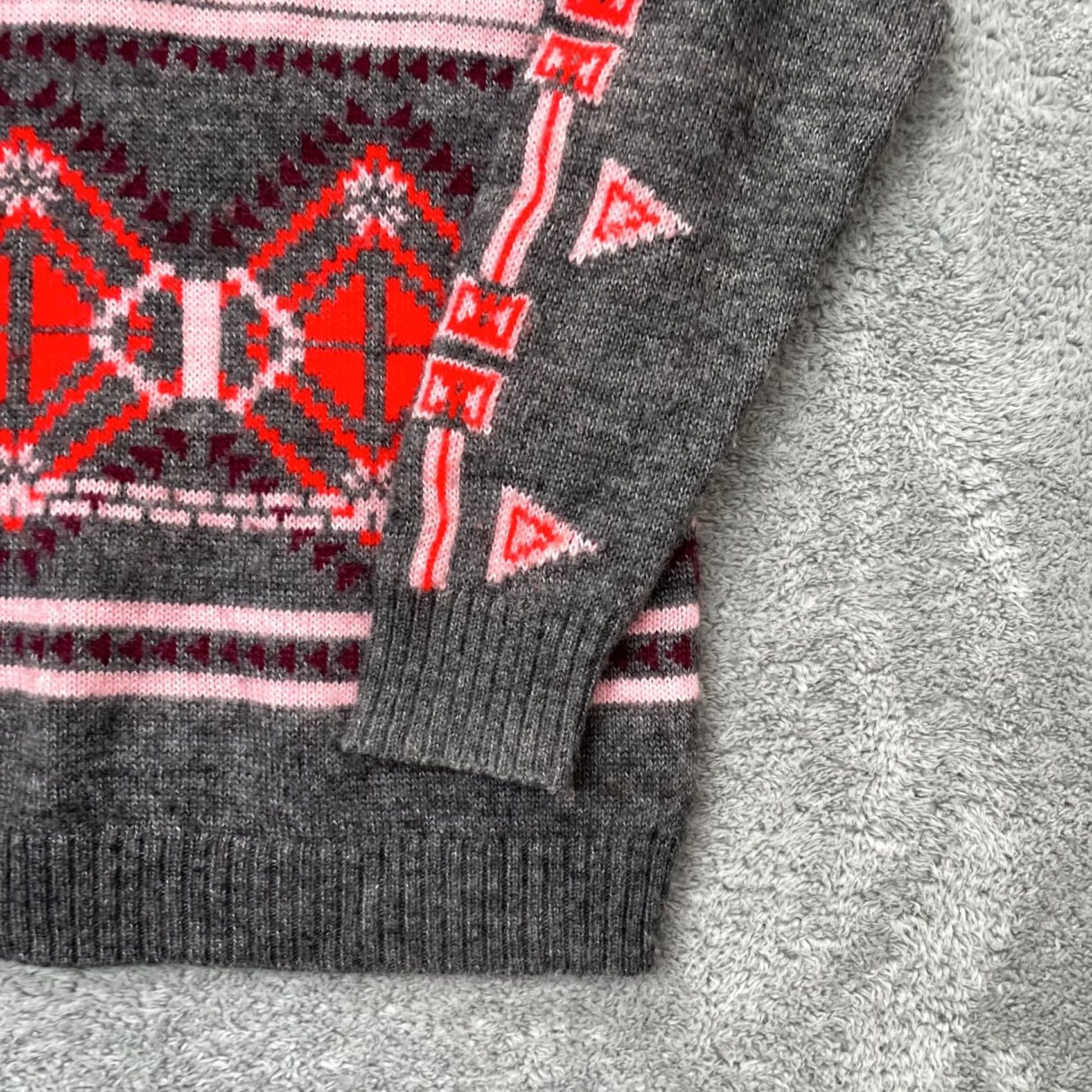 J.Crew J.CREW Mens Medium Gray Sweater Pullover Fair Isle Knit Geometric Long Sleeve Size US M / EU 48-50 / 2 - 2 Thumbnail