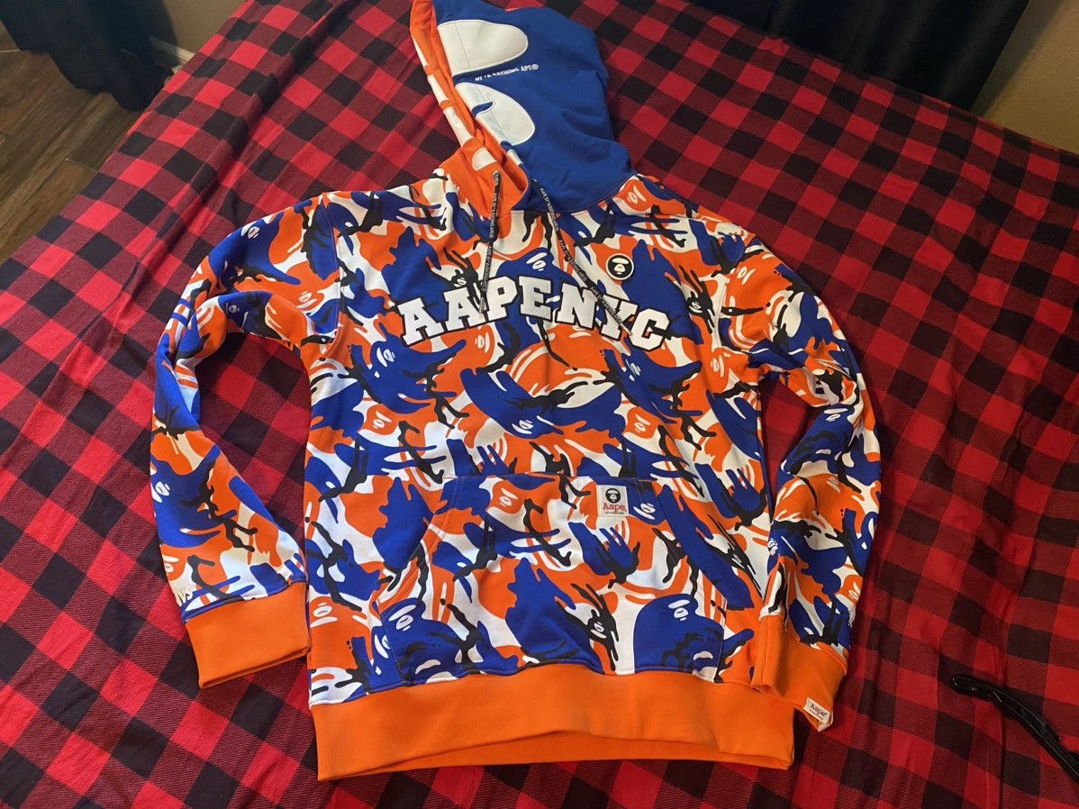 image of Blue Orange Aape Nyc By A Bathing Ape Hoodie in Blue/Orange, Men's (Size Small)