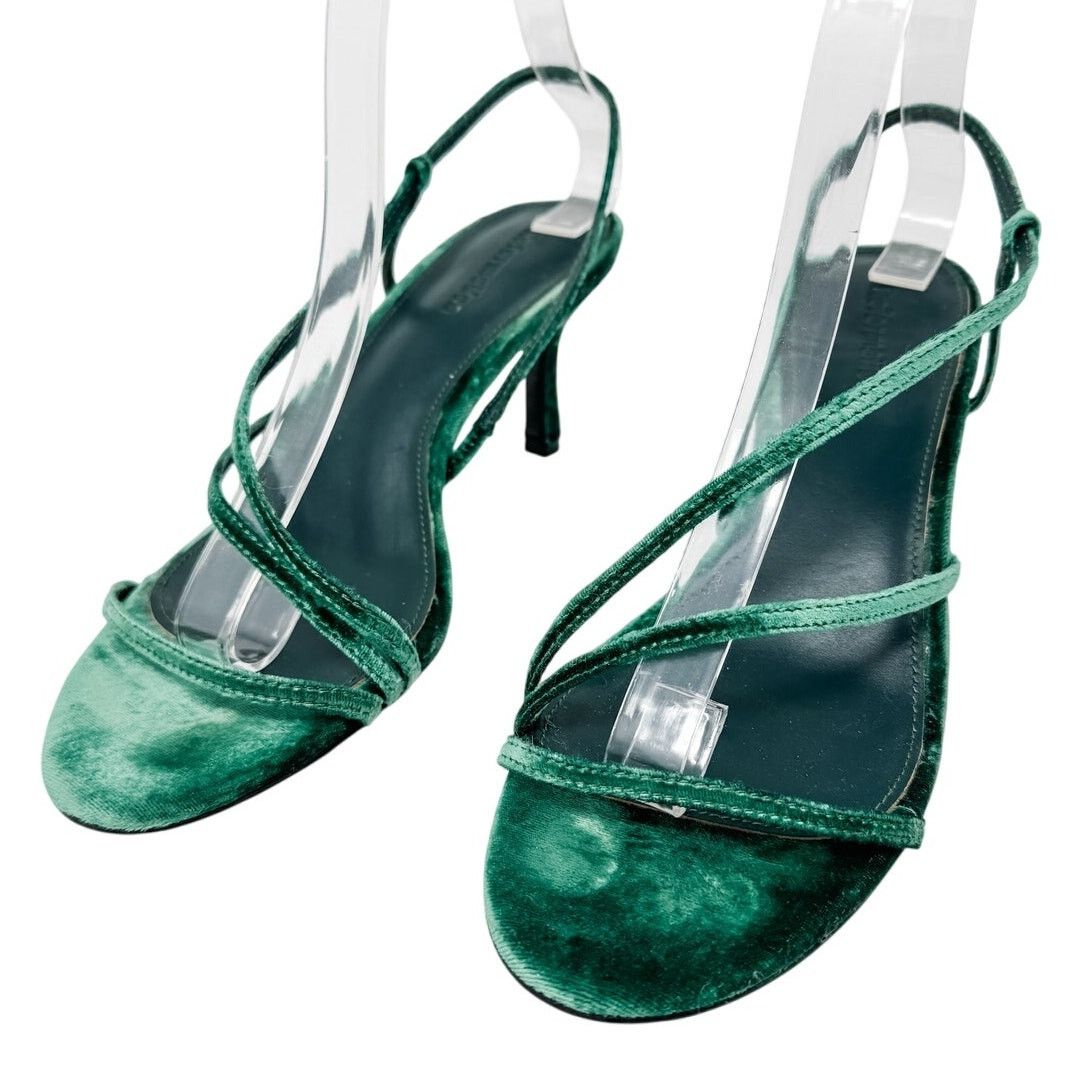 Reformation Reformation Marylou Velvet Slingback Sandals green size 7.5 Size US 7.5 / IT 37.5 - 8 Thumbnail