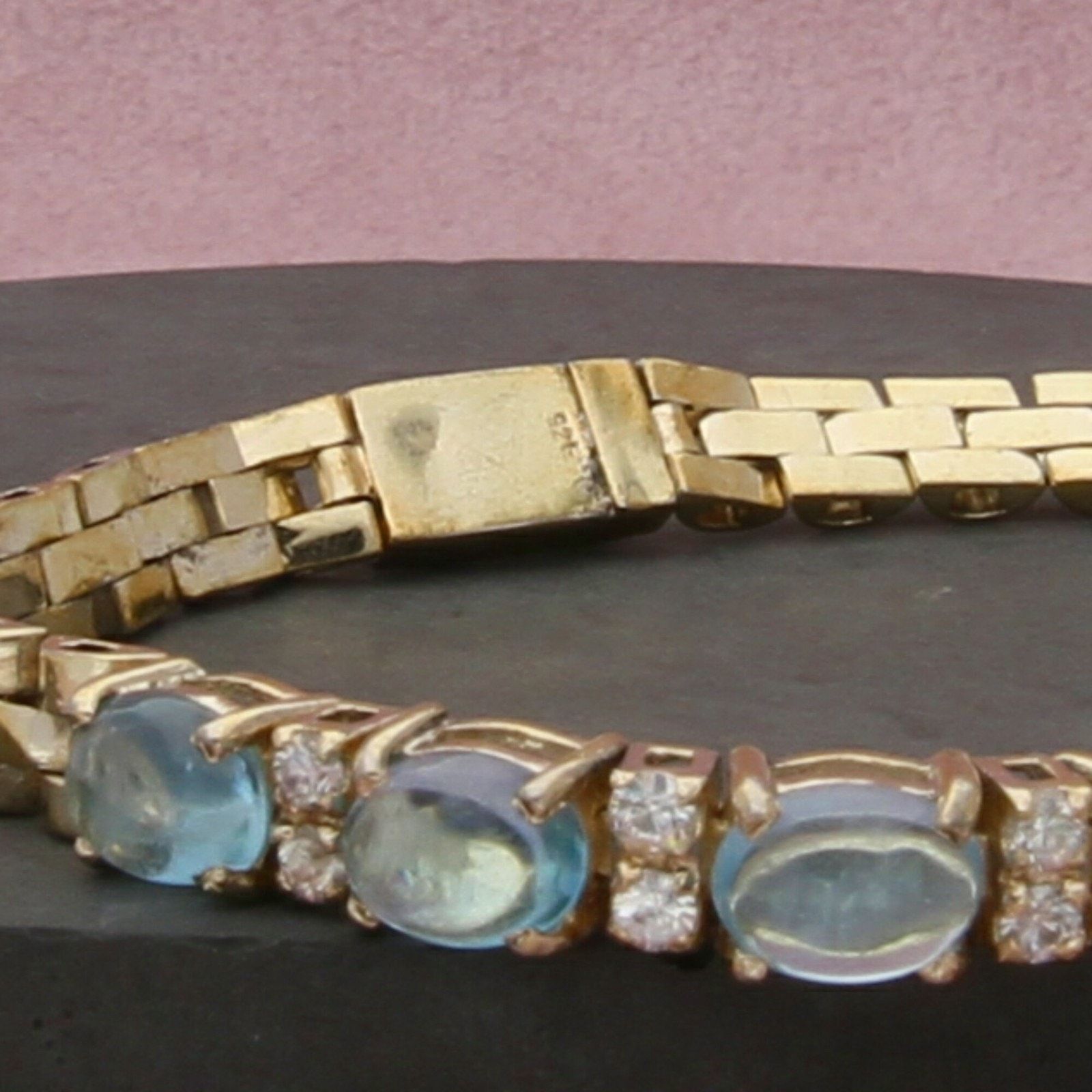 Sterling Silver sterling silver gold plate topaz tennis bracelet size 7in Size ONE SIZE - 3 Thumbnail