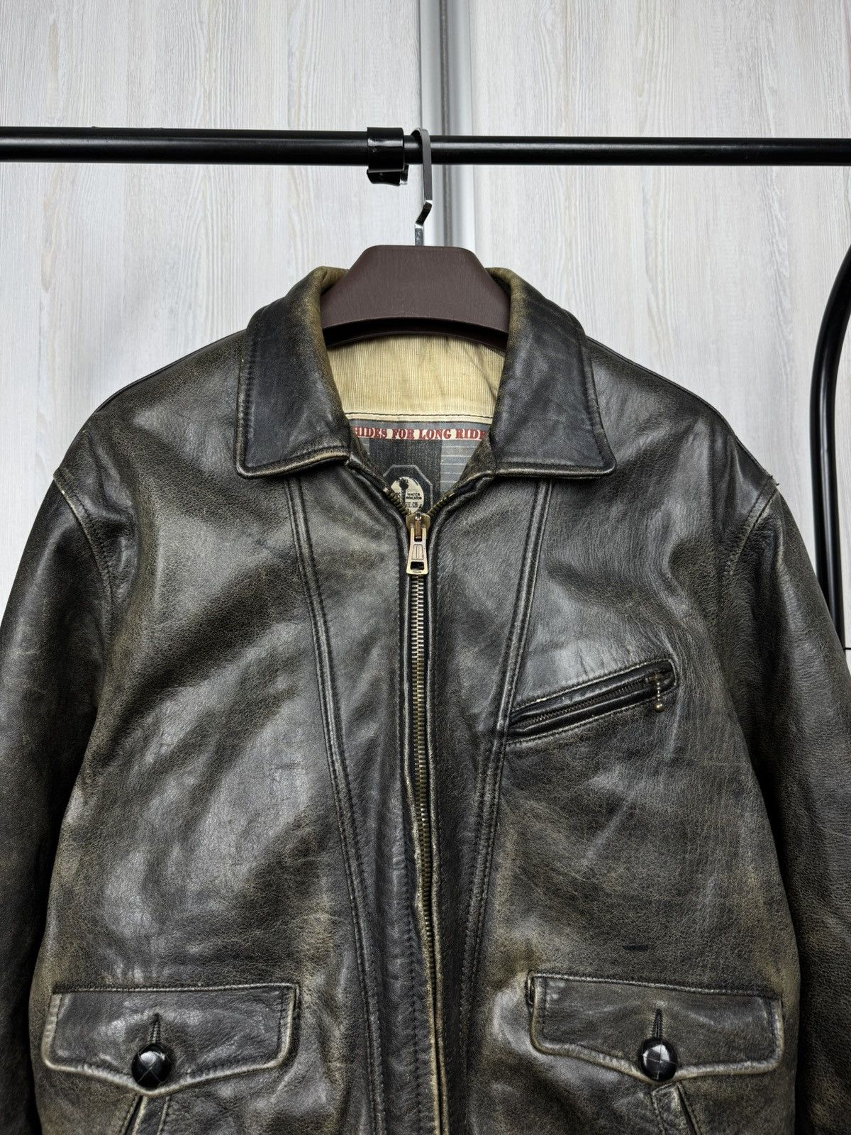 Replay Replay vintage black faded leather bomber trucker’s jacket Size US L / EU 52-54 / 3 - 4 Thumbnail