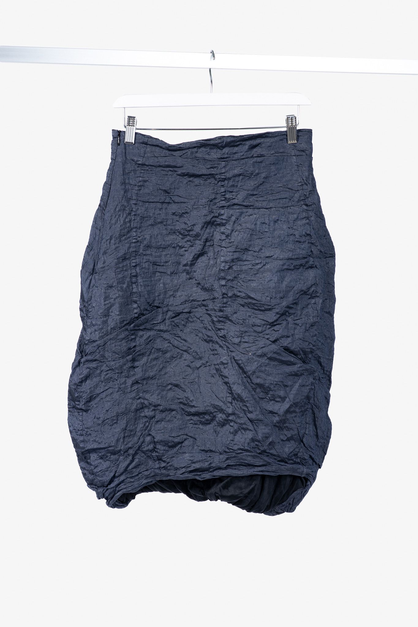 Sarah Pacini Sarah Pacini Navy Metallic Crinkled Bubble Skirt Size 27" / US 4 / IT 40 - 2 Thumbnail