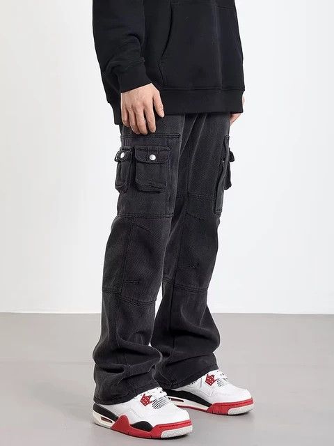 Japanese Brand × Jean Y2k streetwear Multi-pocket vintage black jeans Size US 34 / EU 50 - 4 Thumbnail